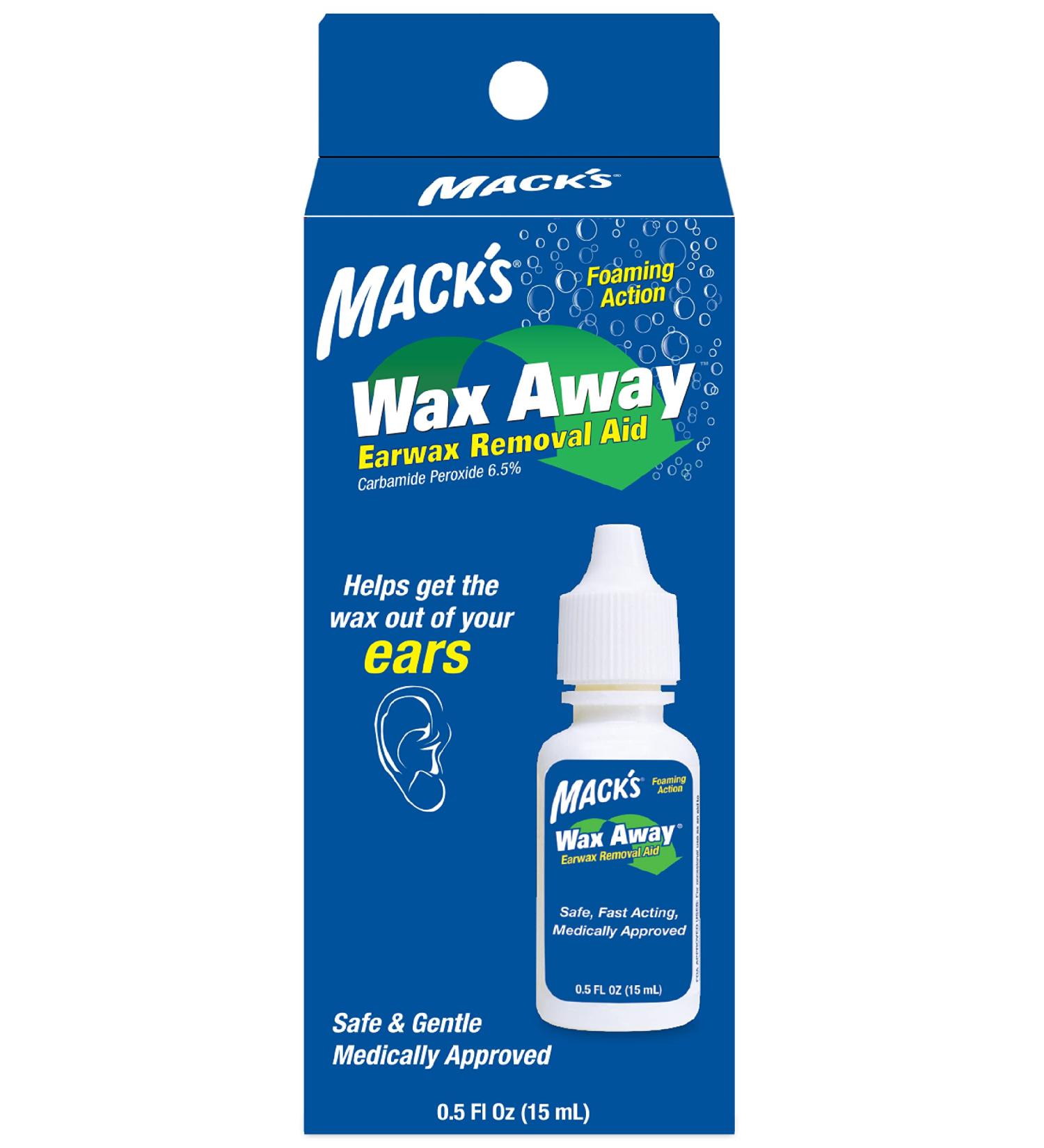 Mack's Wax Away Ear Wax Removal Aid 0.5 FL OZ - Foaming Ear Drops for Easy Cleaning - Buy Online on GoSupps.com