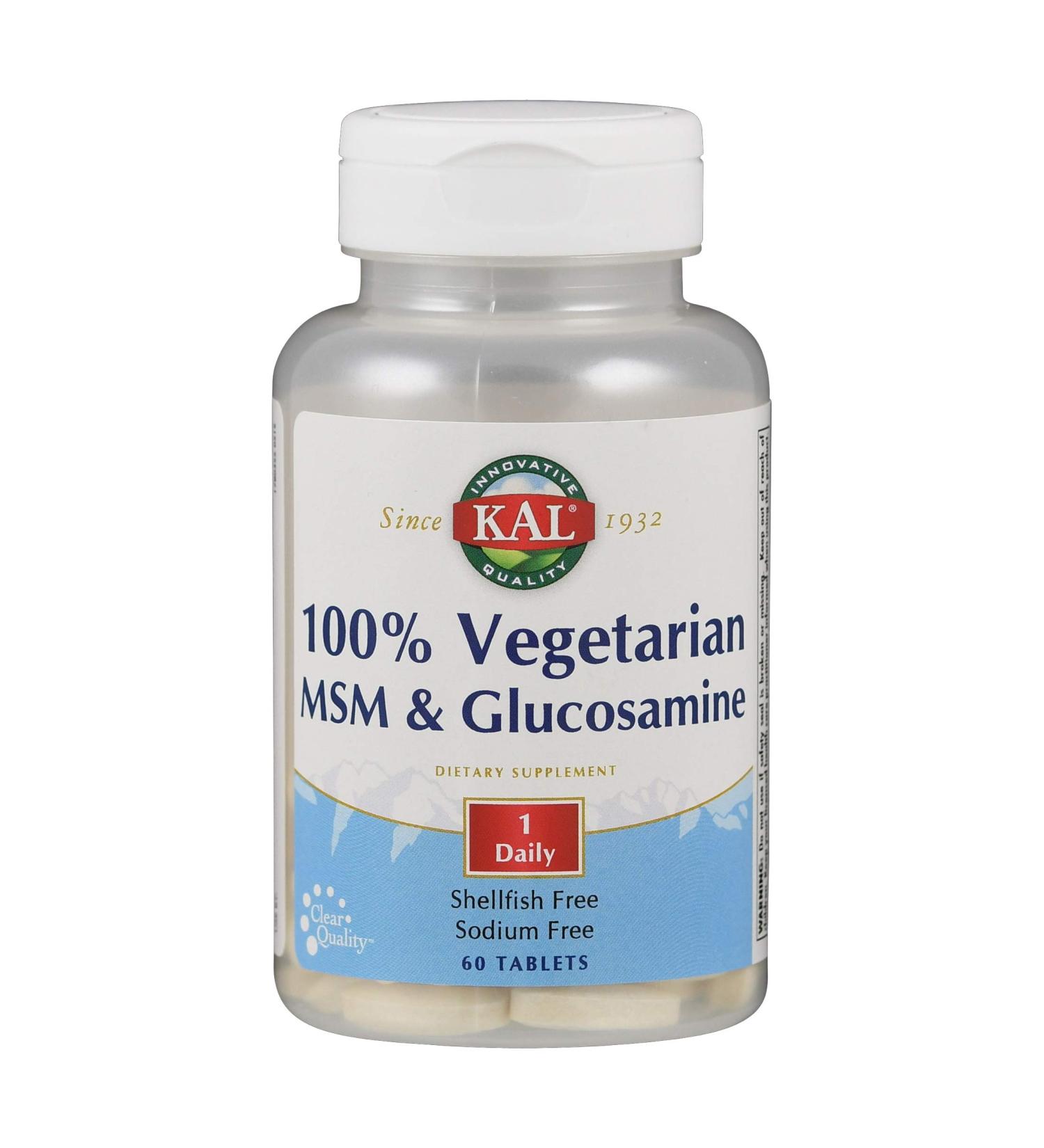 KAL 100% Vegetarian MSM and Glucosamine Tablet 500mg (60 Count) - Joint Support Supplement - Buy Online on GoSupps.com