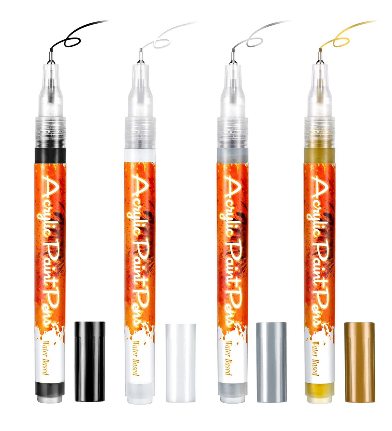 Nail Art Pen Set - Fine Tip Nail Polish Pens for Quick Dry DIY Nail Painting - 4 Piece Portable Nail Art Pens in Gold, Silver, Black, White - Buy Online on GoSupps.com