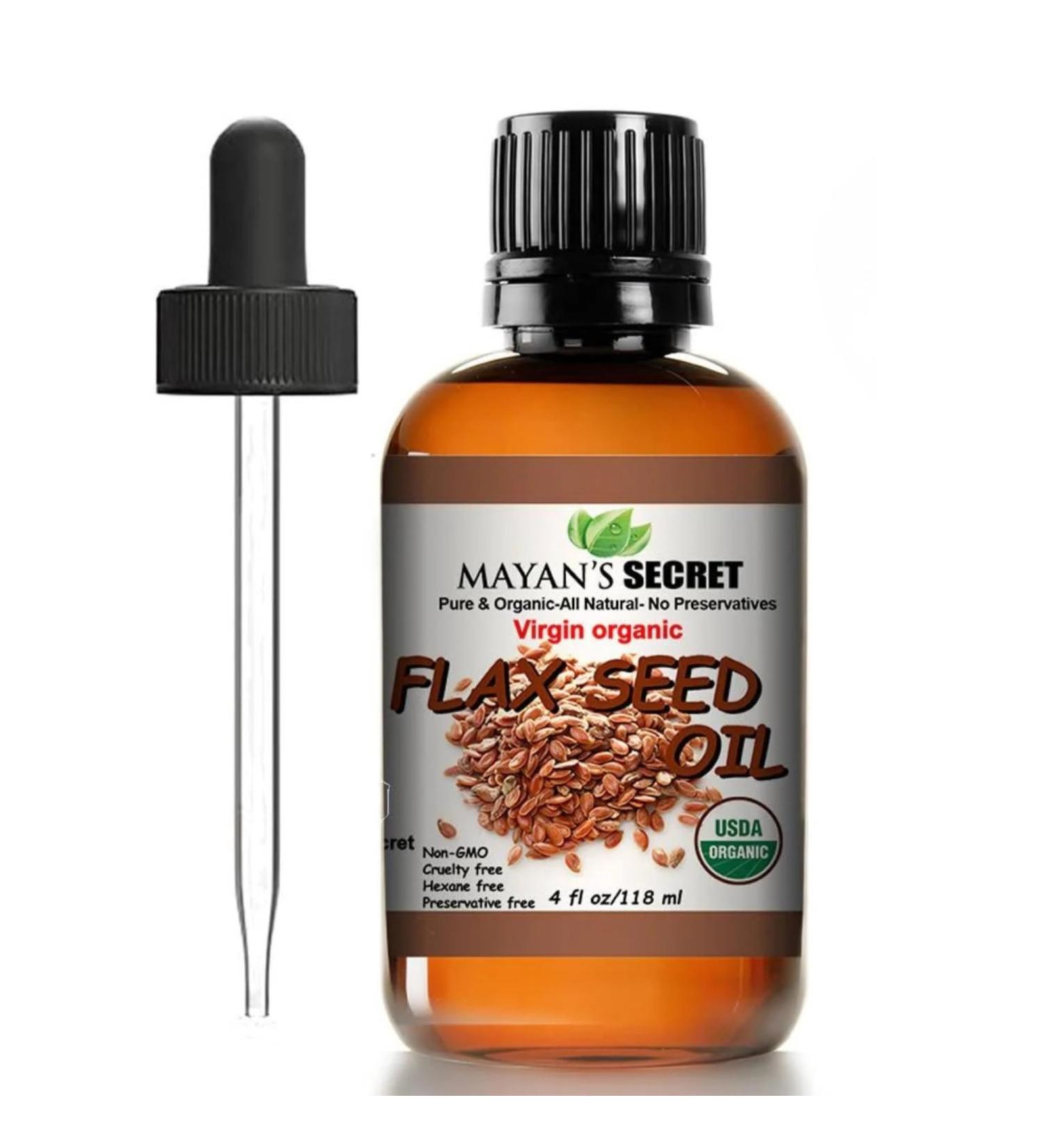 Mayan's Secret USDA Certified Virgin Organic Flax Seed Oil Unrefined Virgin Cold Pressed Linum Usitatissimum 4 OZ - For Skin - Buy Online on GoSupps.com