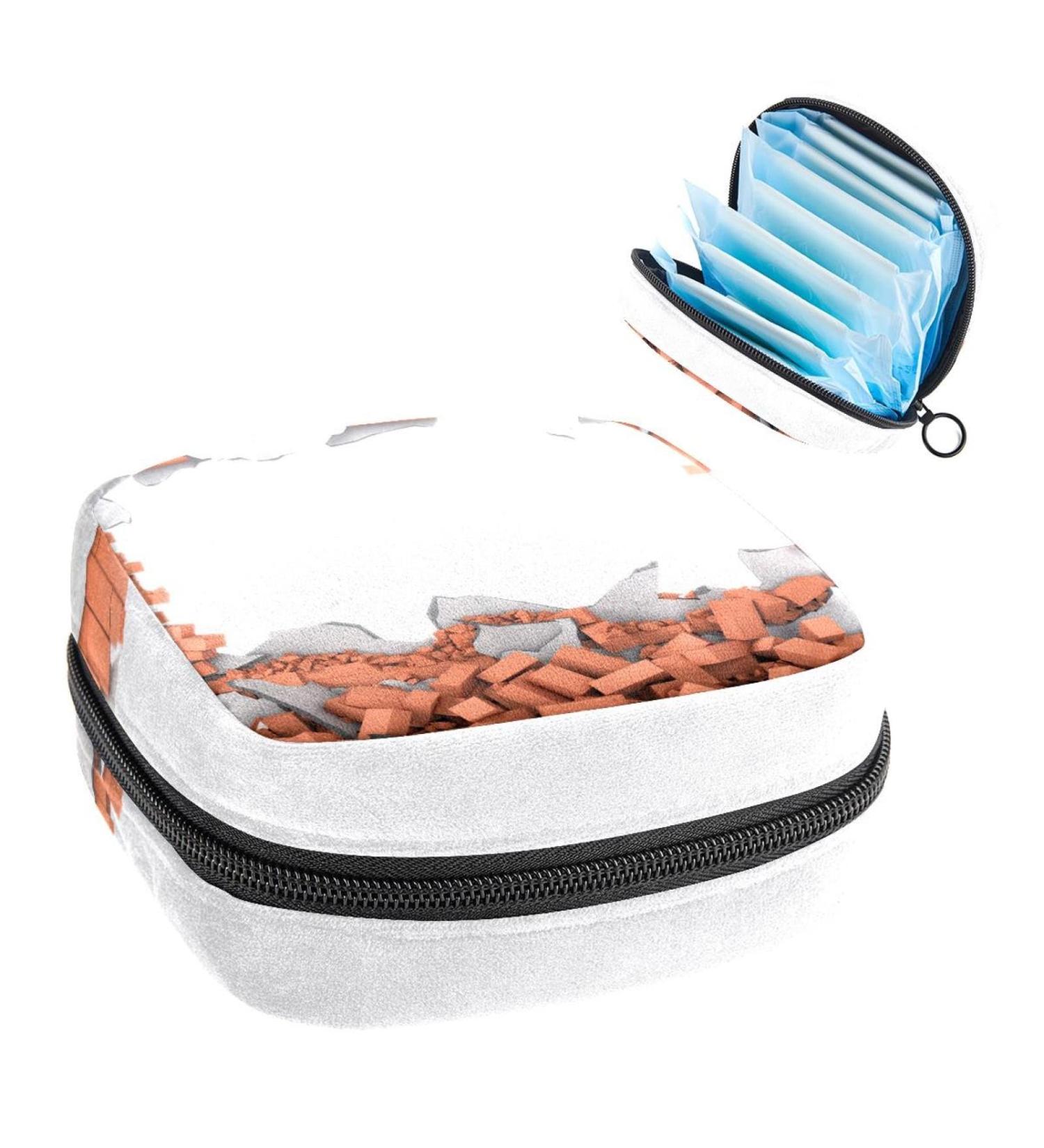 GIAPB Period Bag | Sanitary Napkin Storage & Travel Makeup Pouch - Broken Brick Wall Color - Buy Online on GoSupps.com