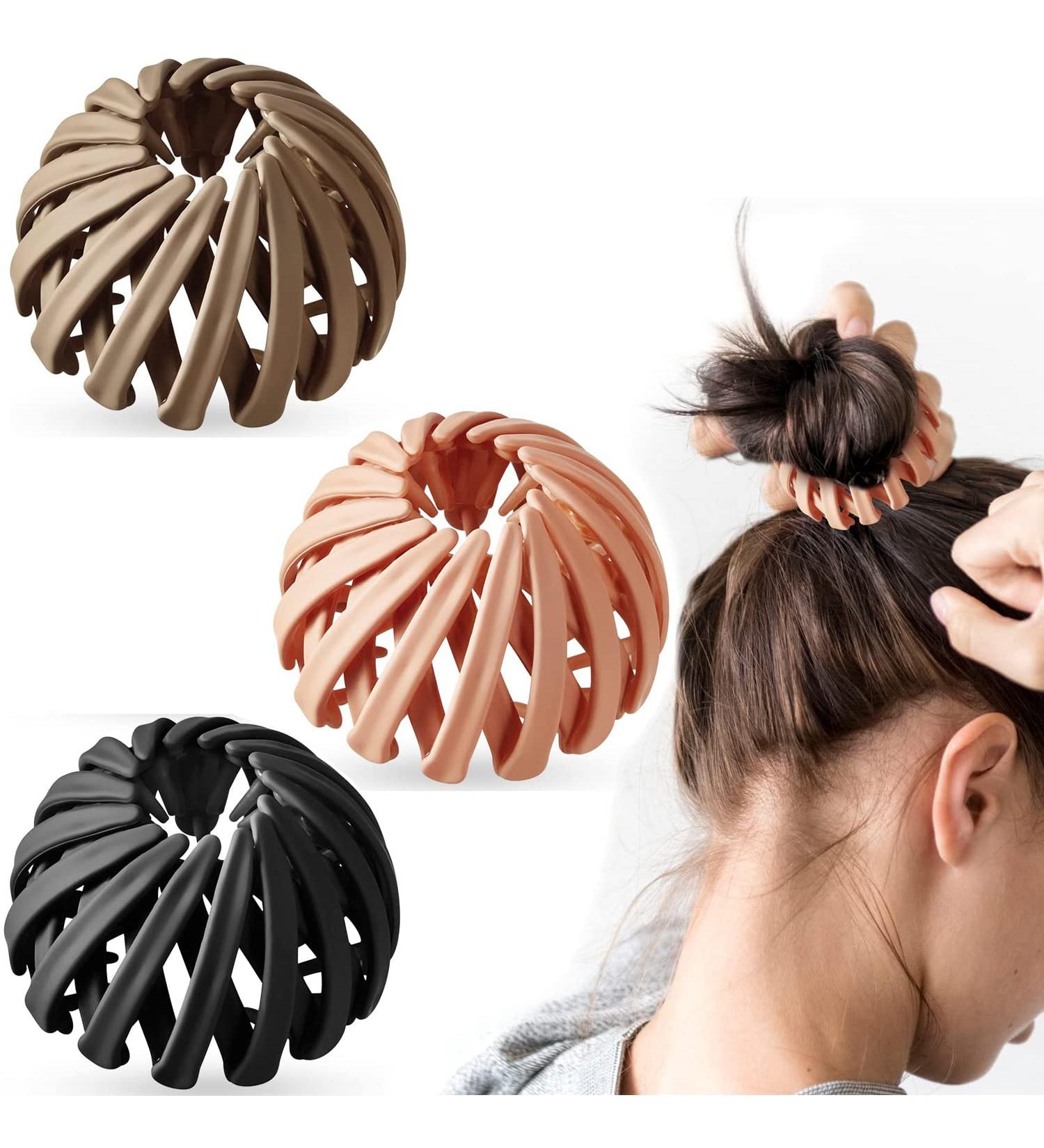 Shop Luvadeyo Vintage Bird Nest Hair Clips - 3-Piece Set | Monochrome Pink Coffee Black - Elegant Hair Accessories for Women & Girls - Buy Online on GoSupps.com