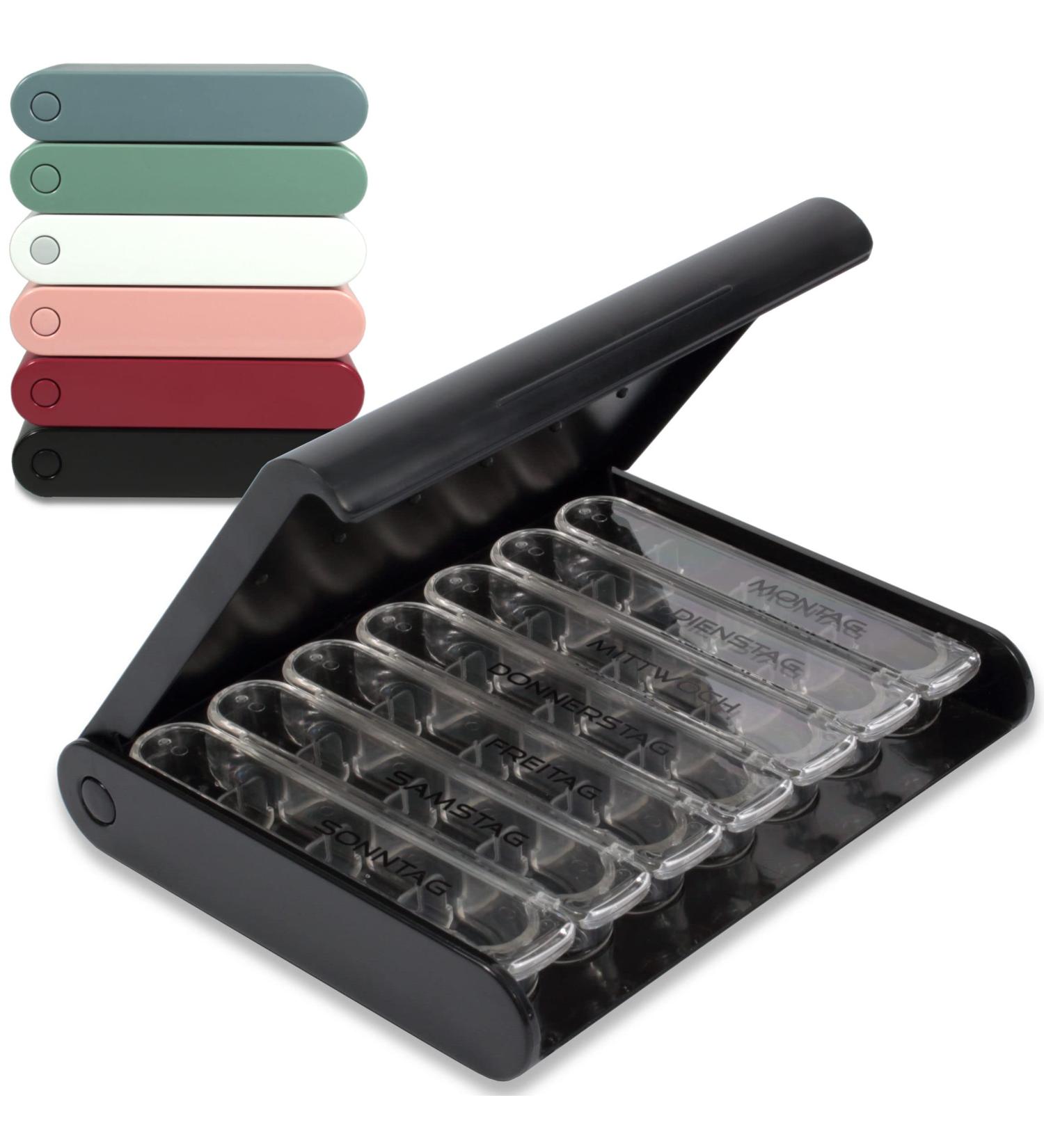 24/7 MEDICASE Danish Design Pill Box - Weekly Organizer for Small Dosages (Black) | International Shipping Available - Buy Online on GoSupps.com