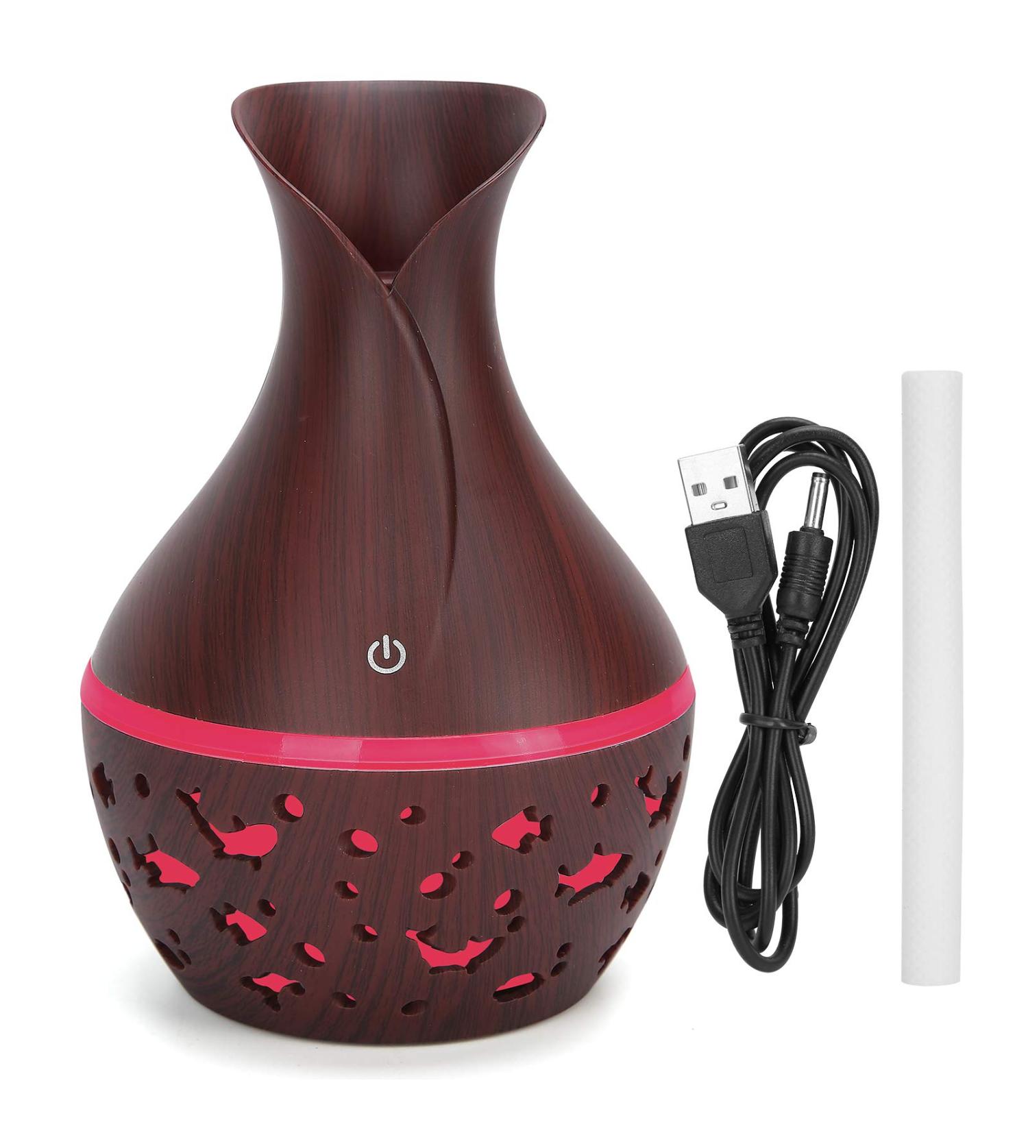 Essential Oils Diffuser - 300ml Wood Grain USB Aromatherapy Humidifier with 7-Color Night Lights for Home & Office - Buy Online on GoSupps.com
