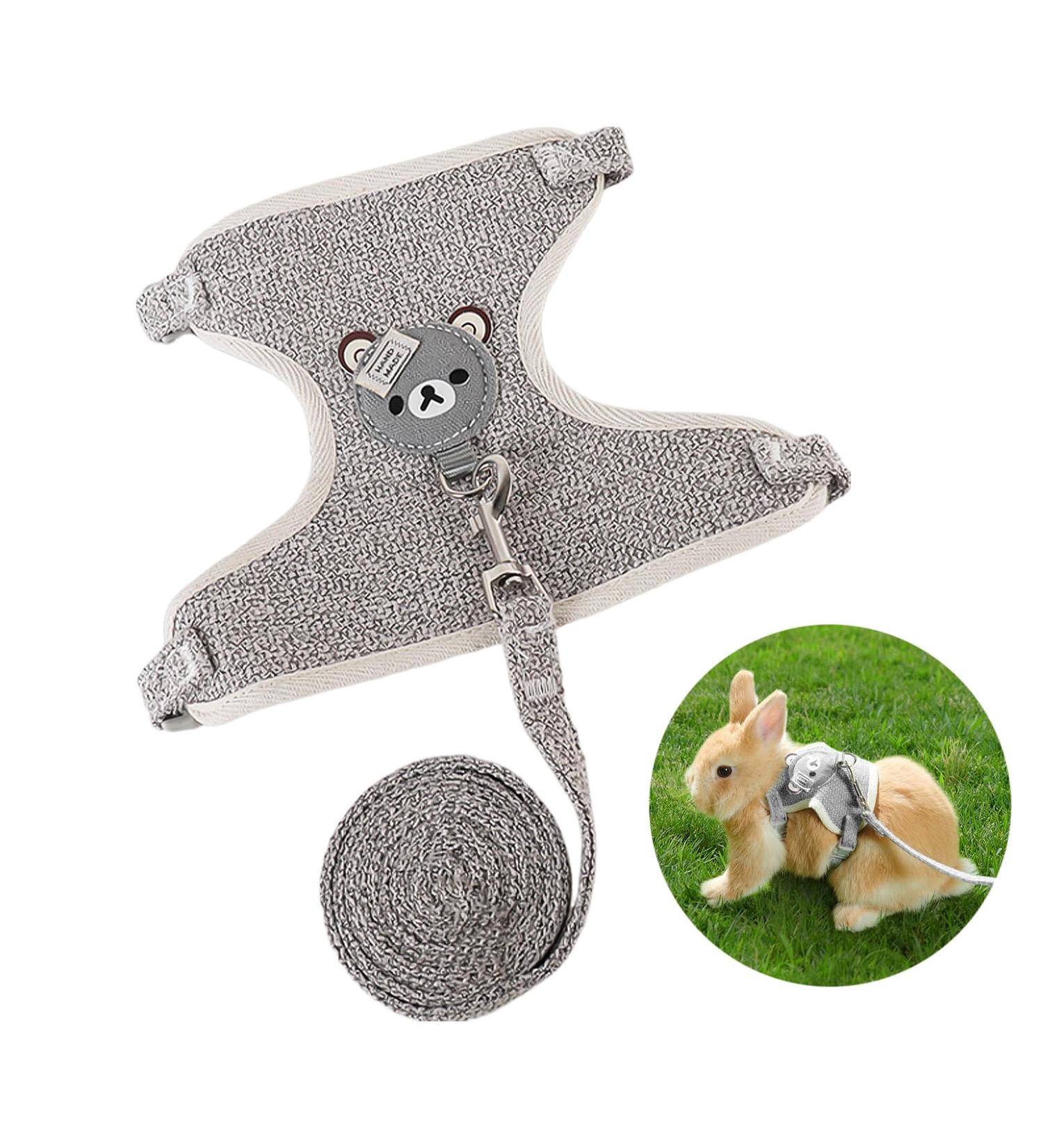 Shop Premium Rabbit Accessories: Harnesses Collars Leashes & Dishes for Small Animals - Adjustable & Breathable (Gray) - Buy Online on GoSupps.com