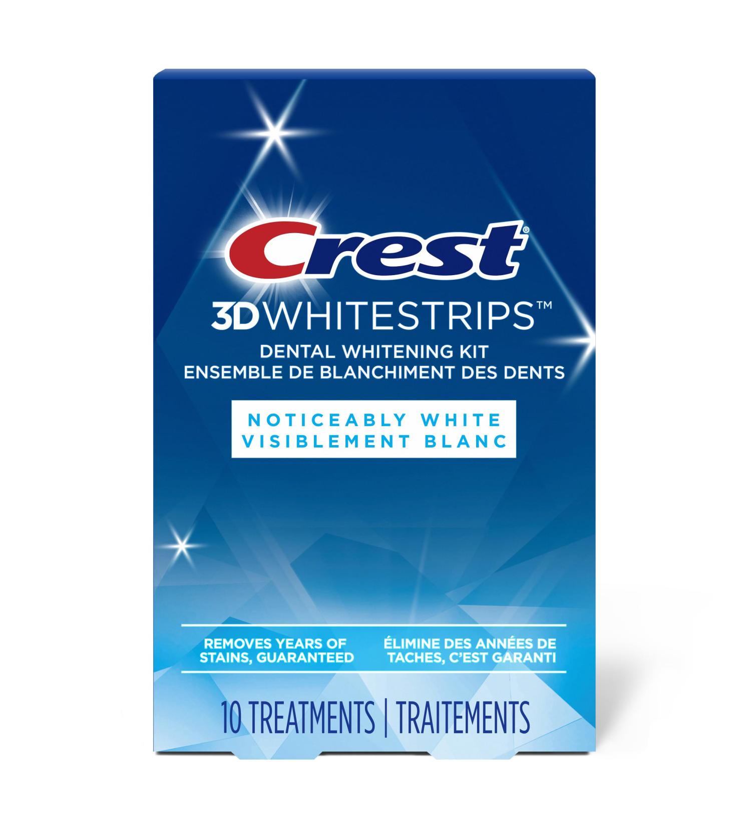 Crest 3D Whitestrips Noticeably White At-Home Teeth Whitening Kit 10 Treatments Visibly Whitens Teeth in just days - Buy Online on GoSupps.com