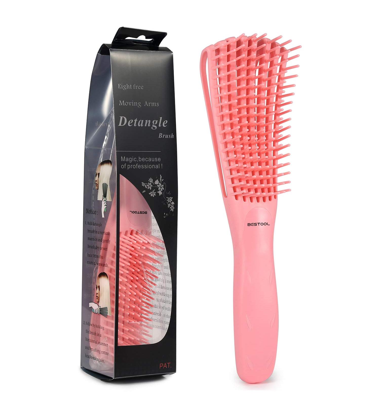Bestool Detangling Brush for Black Natural Hair - Faster & Easier Detangle for Curly, Afro Hair - Gentle on 3/4abc Textures - Wet or Dry - Pain-Free - Pink - Buy Online on GoSupps.com