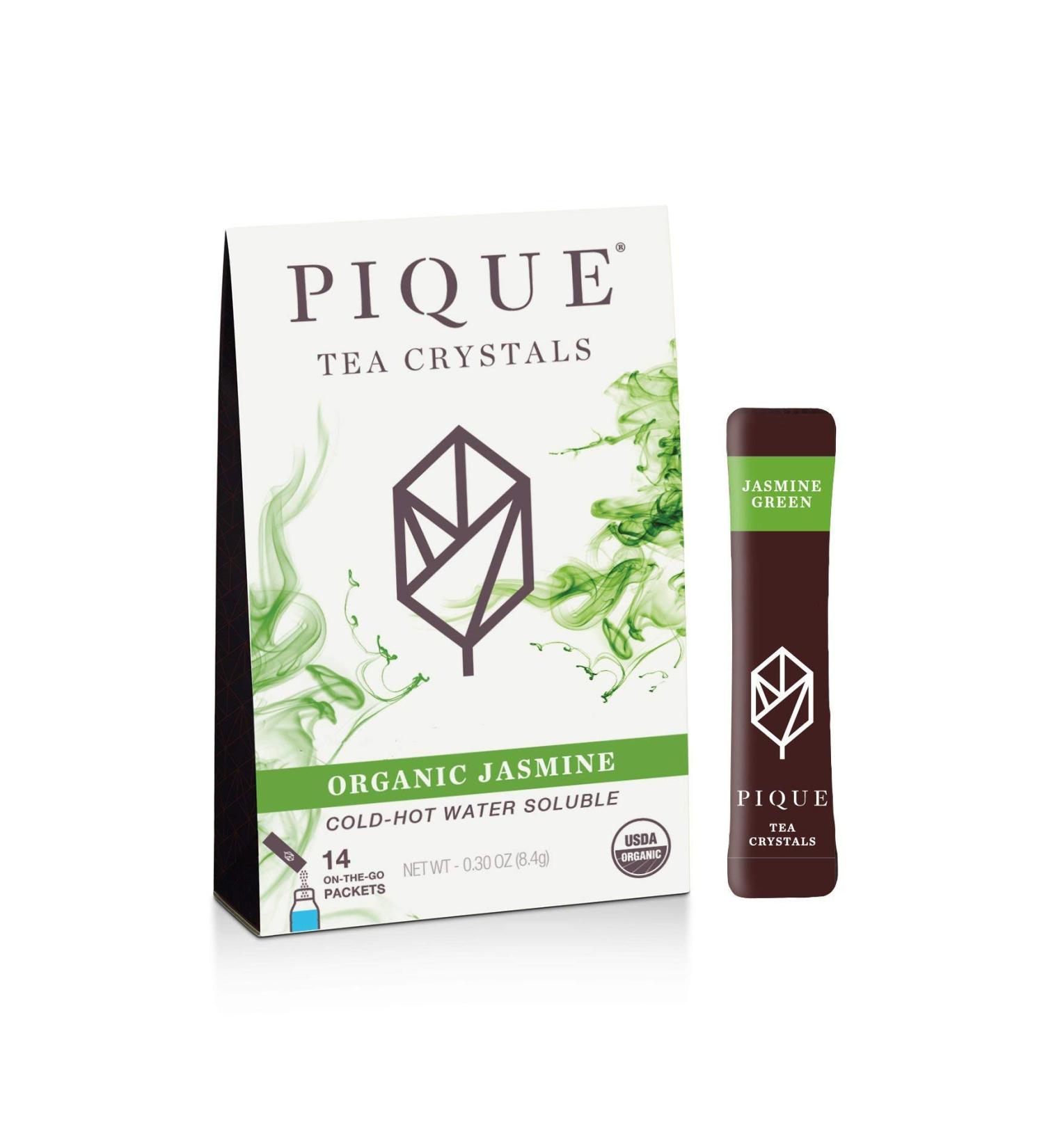 Pique Organic Jasmine Green Tea Crystals - Immune & Digestive Support with Probiotics - 14 Single Serve Sticks - Buy Online on GoSupps.com