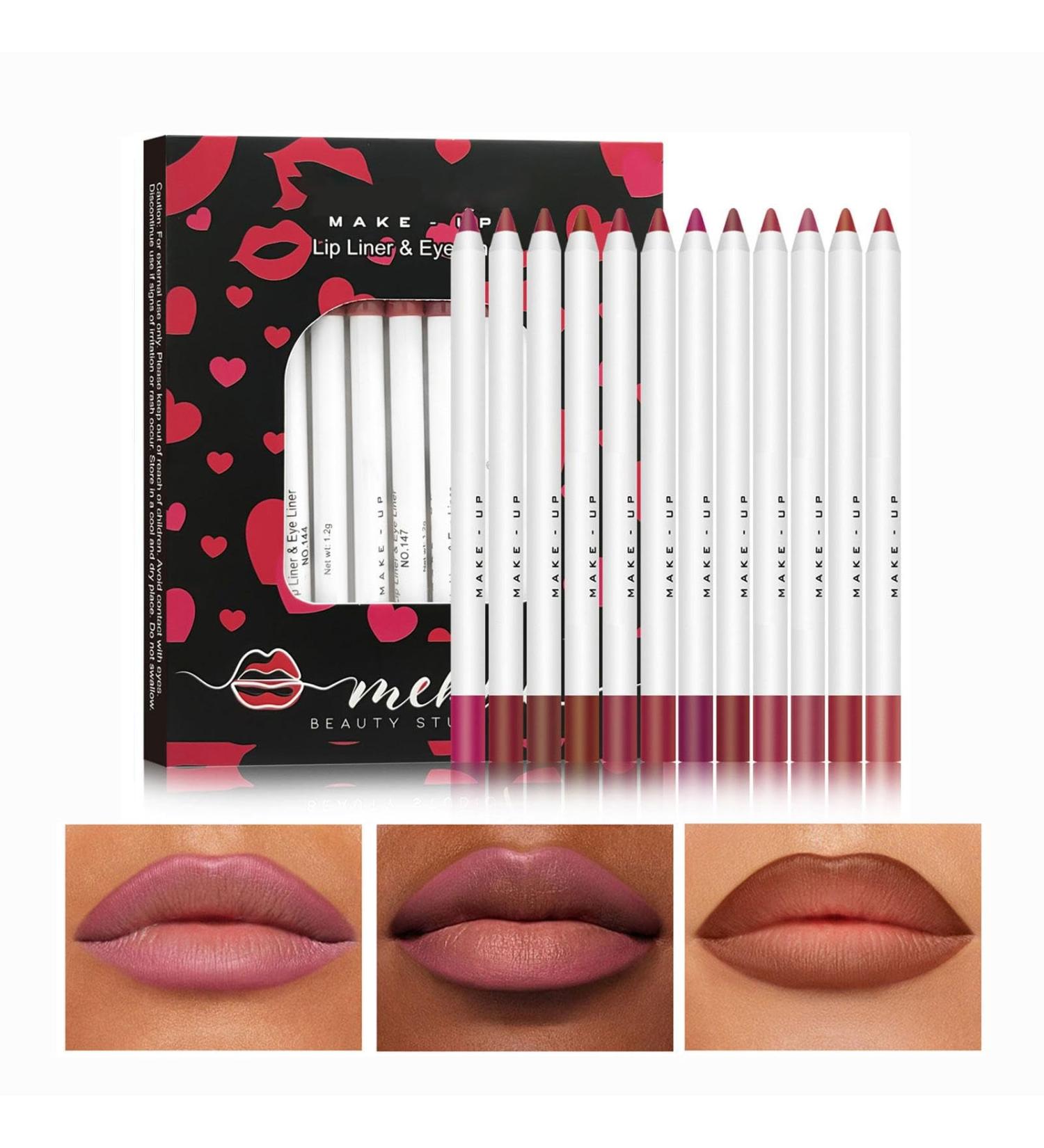  Xinhuju 12 Pcs Natural Matte Lip Liner Makeup Pencil Set Matte Lipstick Matte Lipstick 12 Colors Nude Waterproof Lip Gloss for Girls Women - Buy Online on GoSupps.com