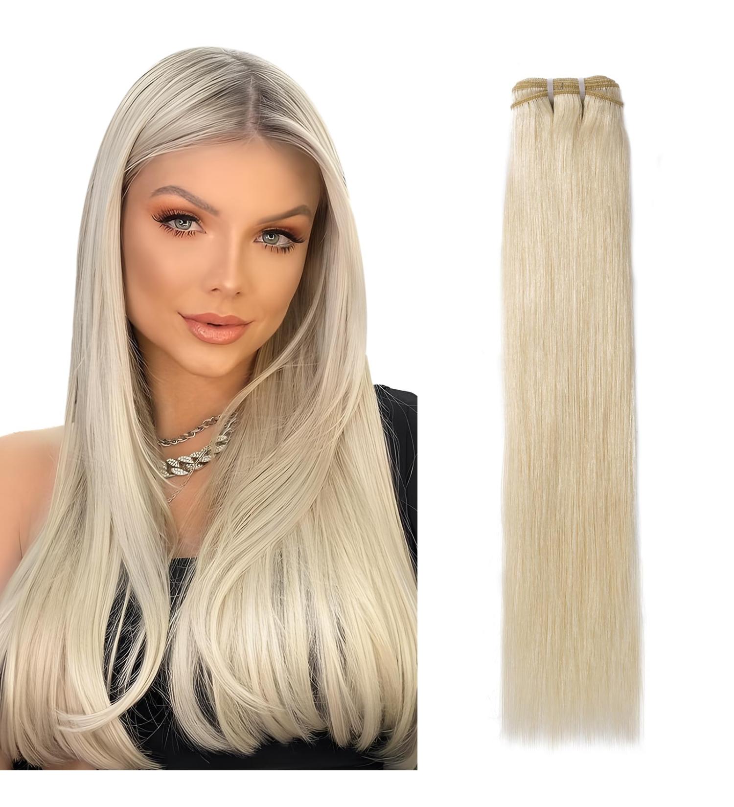 Elailite 100g Brazilian Real Hair Bundle - 50cm #60 Platinum Blonde Sew-In Hair Extensions - Buy Online on GoSupps.com