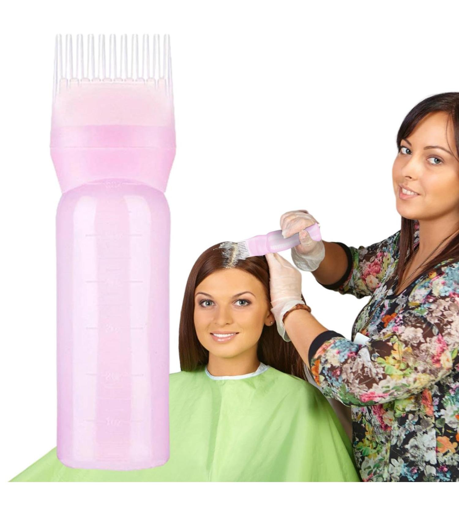 Hair Dye Comb Bottle - Hair Coloring Comb Applicator | Portable Hair Dye Color Comb Bottle With Scale For Indoor Use | Hair Dye Brush Bottle | Root Comb Applicator Bottle For Hair Root Comb Color Pink - Buy Online on GoSupps.com