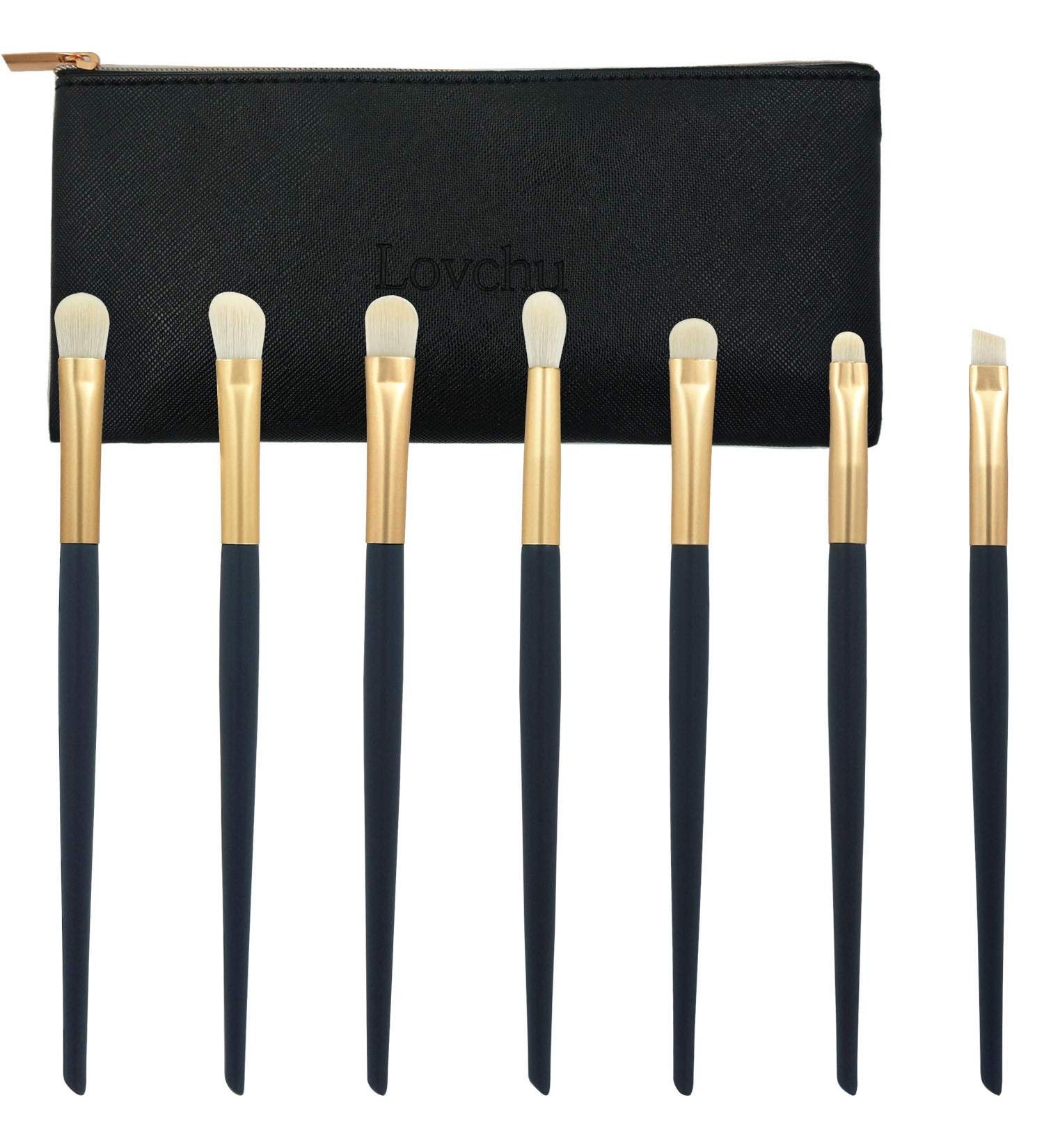 Buy 7-Piece Blue Professional Eye Makeup Brush Set | Blending Highlighting & Shading Tools with Cosmetic Bag - Perfect for Eyeshadow & Cream Powder - Buy Online on GoSupps.com