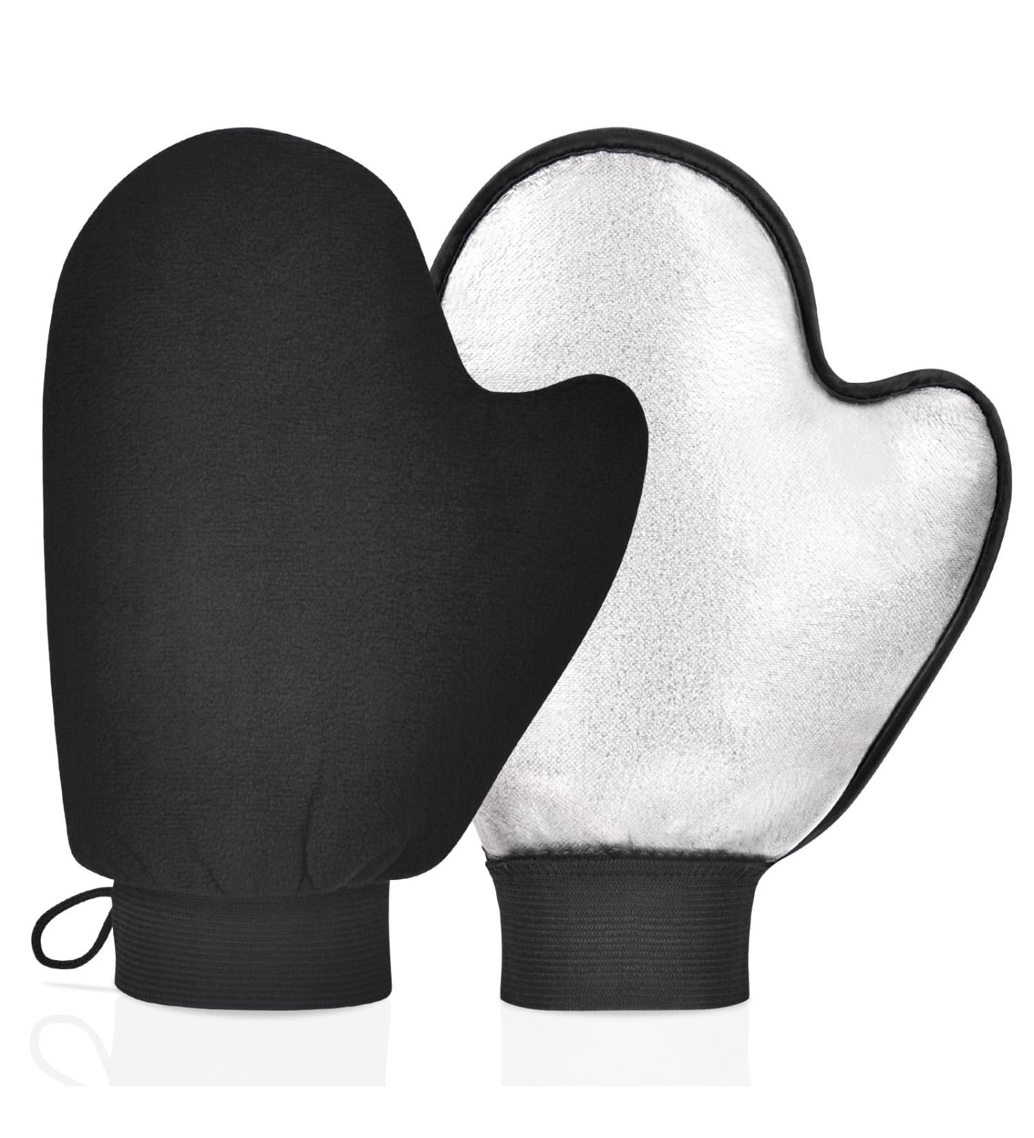 LOPHE Black Double Sided Self Tanning Mitt Applicator - Reusable Gloves for Self Tanners - Washable with Anti-slip Elastic Wrist - Ideal for Lotions, Mousses, and Creams - Buy Online on GoSupps.com