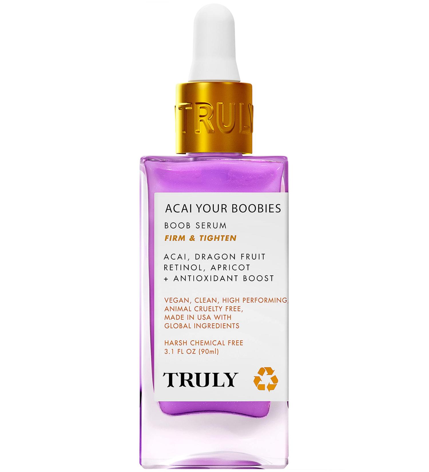 Truly Beauty Acai Your Boobies Serum - Natural Breast Enhancement for Perky and Firm Bust | Organic, GMO-Free | 3.1 oz - Buy Online on GoSupps.com
