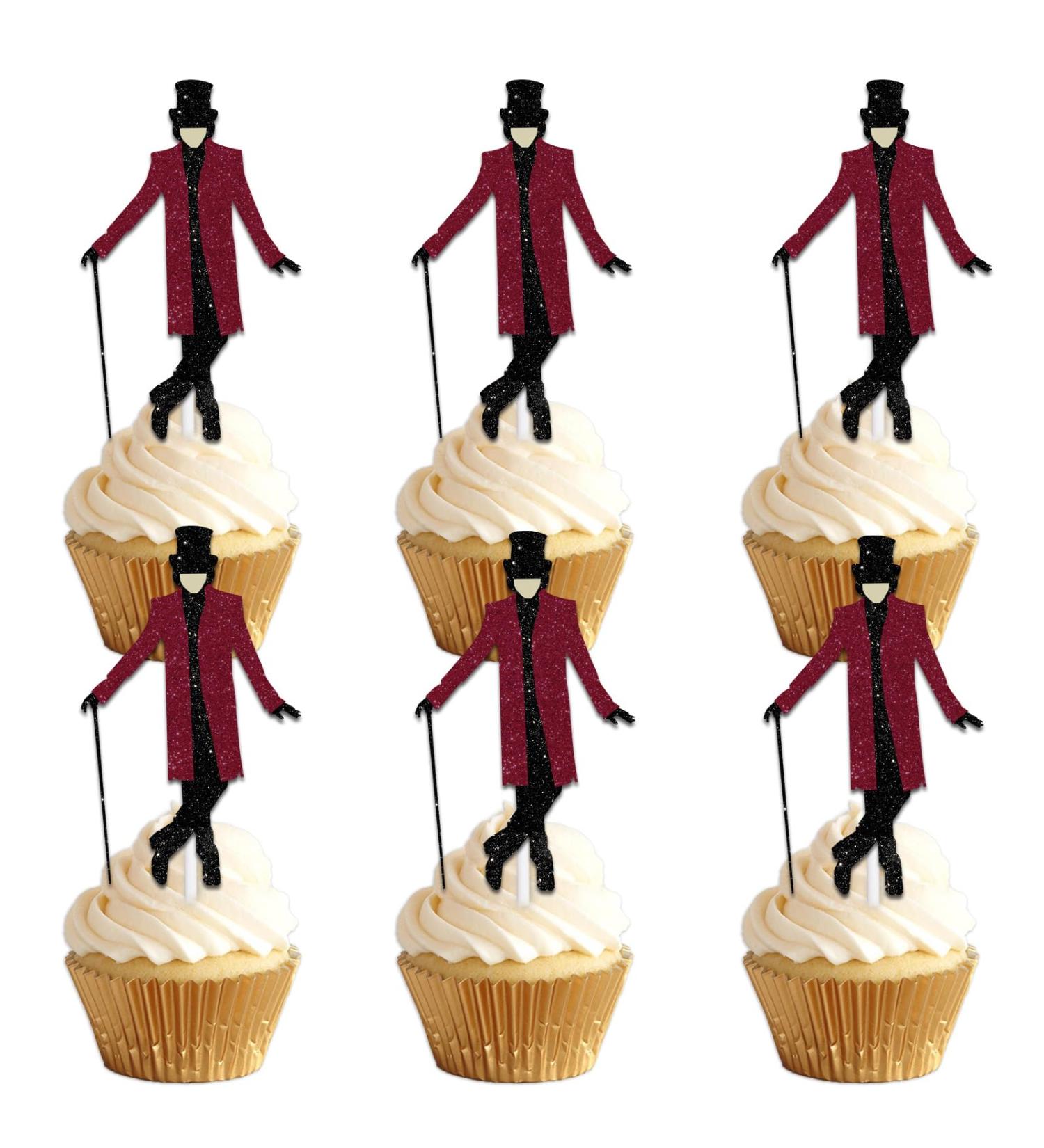 Handsome Sir Dessert Cupcake Topper Pick for Chocolate Adventure Fantasy Comedy Theme Decorations Men Women Boys Girls Happy Birthday Party Decor Supplies 18pcs Glitter - Buy Online on GoSupps.com
