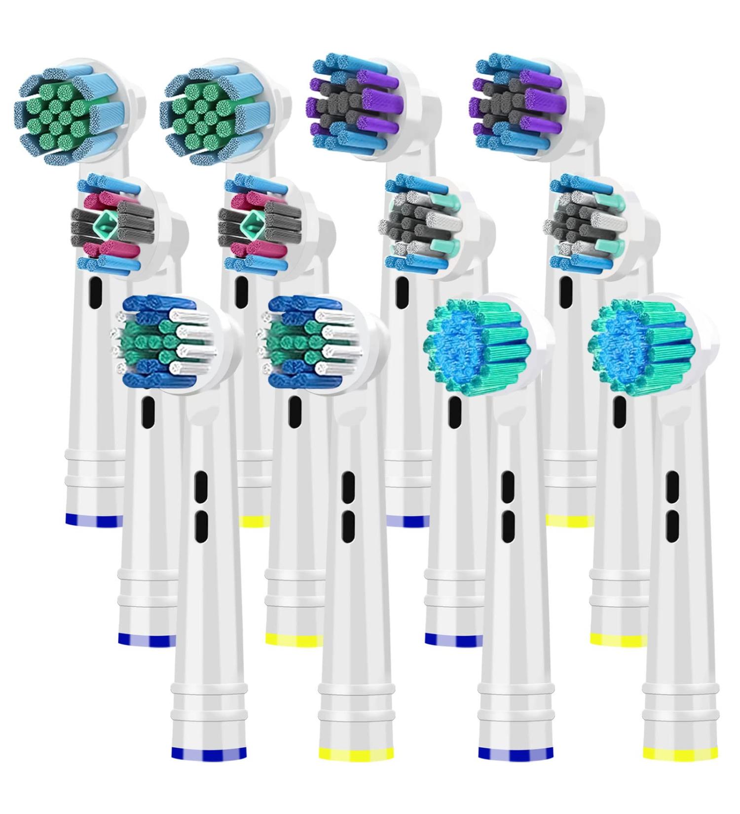 12 Pack of Compatible White Clean Replacement Toothbrush Heads for Oral-B Electric Toothbrushes - Fits Oral-B 7000/Pro 1000/9600/5000/3000/8000 - Buy Online on GoSupps.com