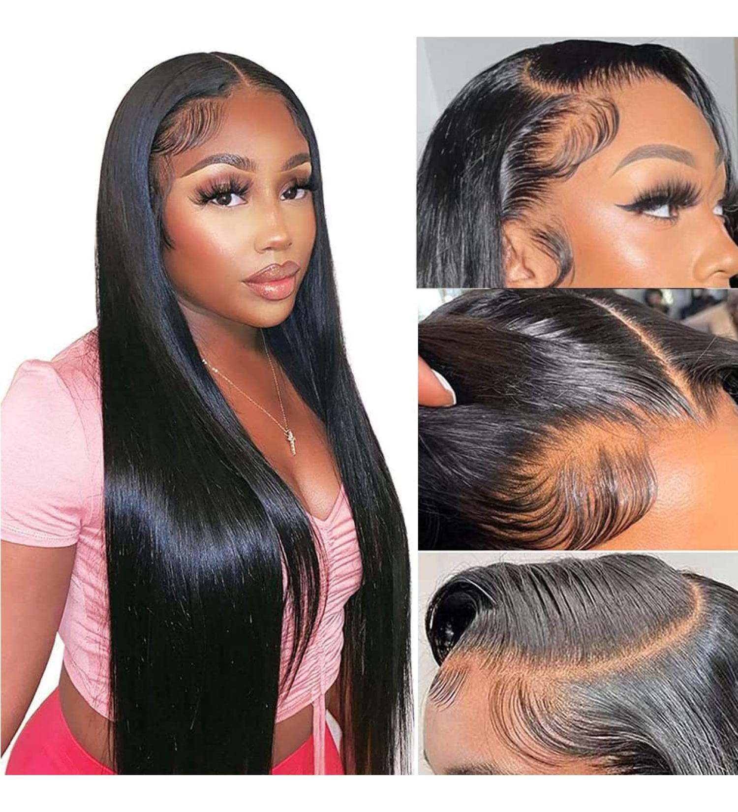 JARAMA 22 Inch Straight Lace Front Human Hair Wig HD Pre Plucked 13x4 Transparent Frontal Glueless 180 Density for Black Women - Buy Online on GoSupps.com