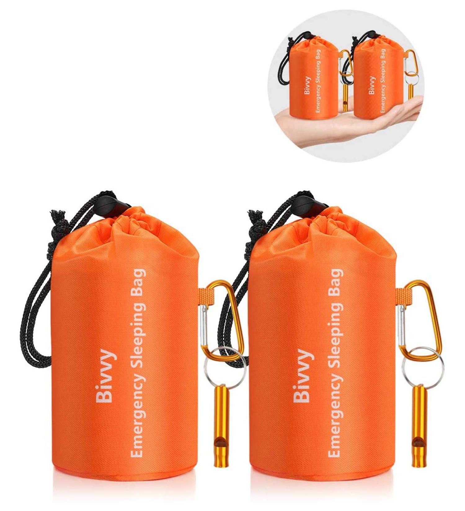 Timok Emergency Sleeping Bag - Thermal Space Blanket for Hiking, Camping & Survival | Ultralight Waterproof Bivy Sack in Orange - Buy Online on GoSupps.com