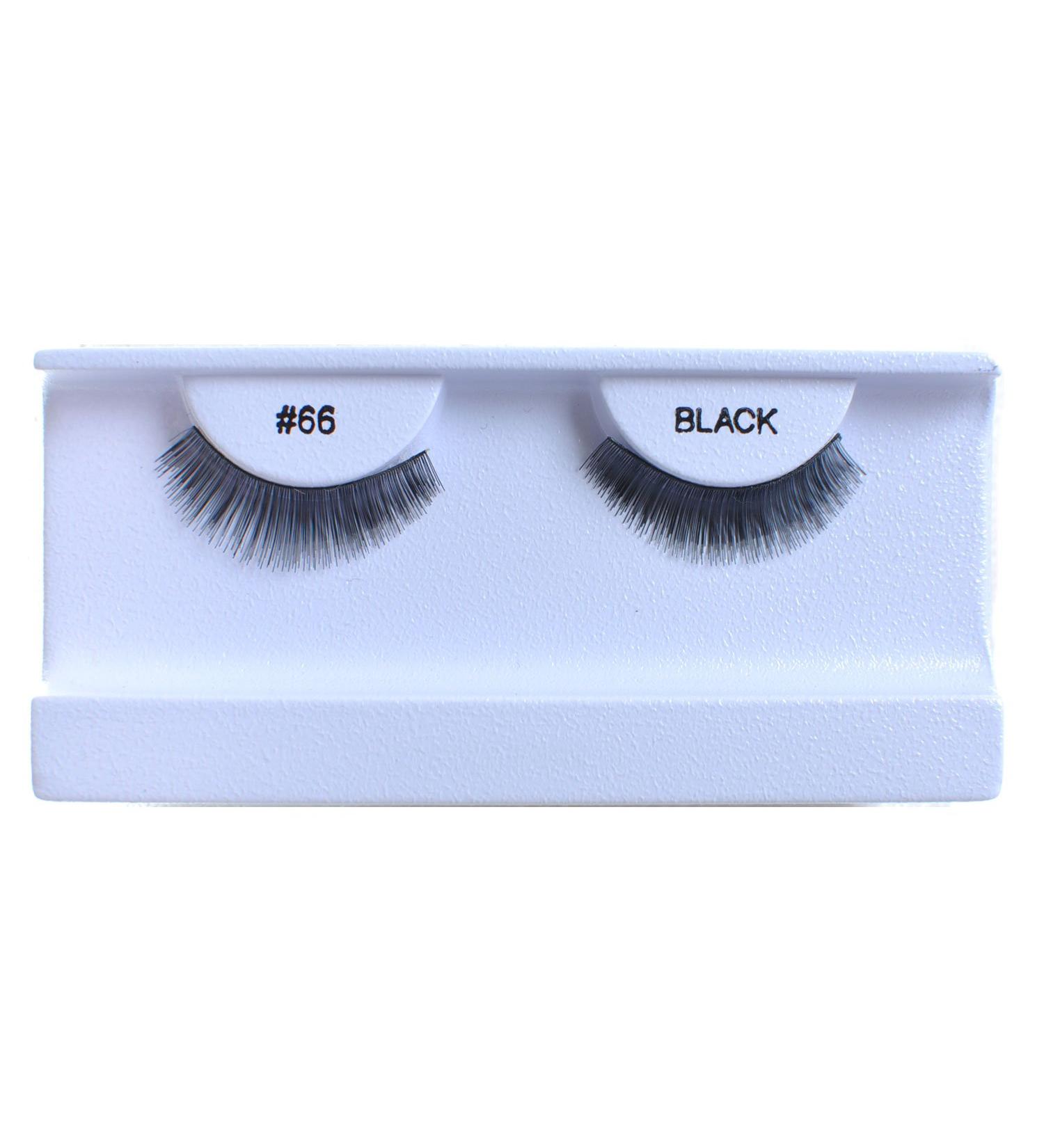 10 Pairs 100% Human Hair False Eyelashes Natural Black #66 Black-66