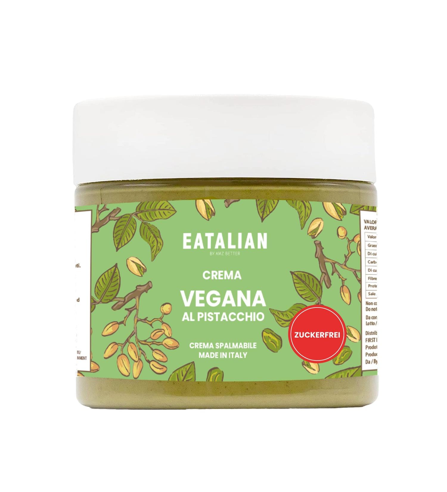 Eatalian Pistachio Cream by AMZ Vegan Sugar-Free Bread Spread Delicious 200g | Perfect for Ice Cream & Breakfast Made in Italy - Buy Online on GoSupps.com