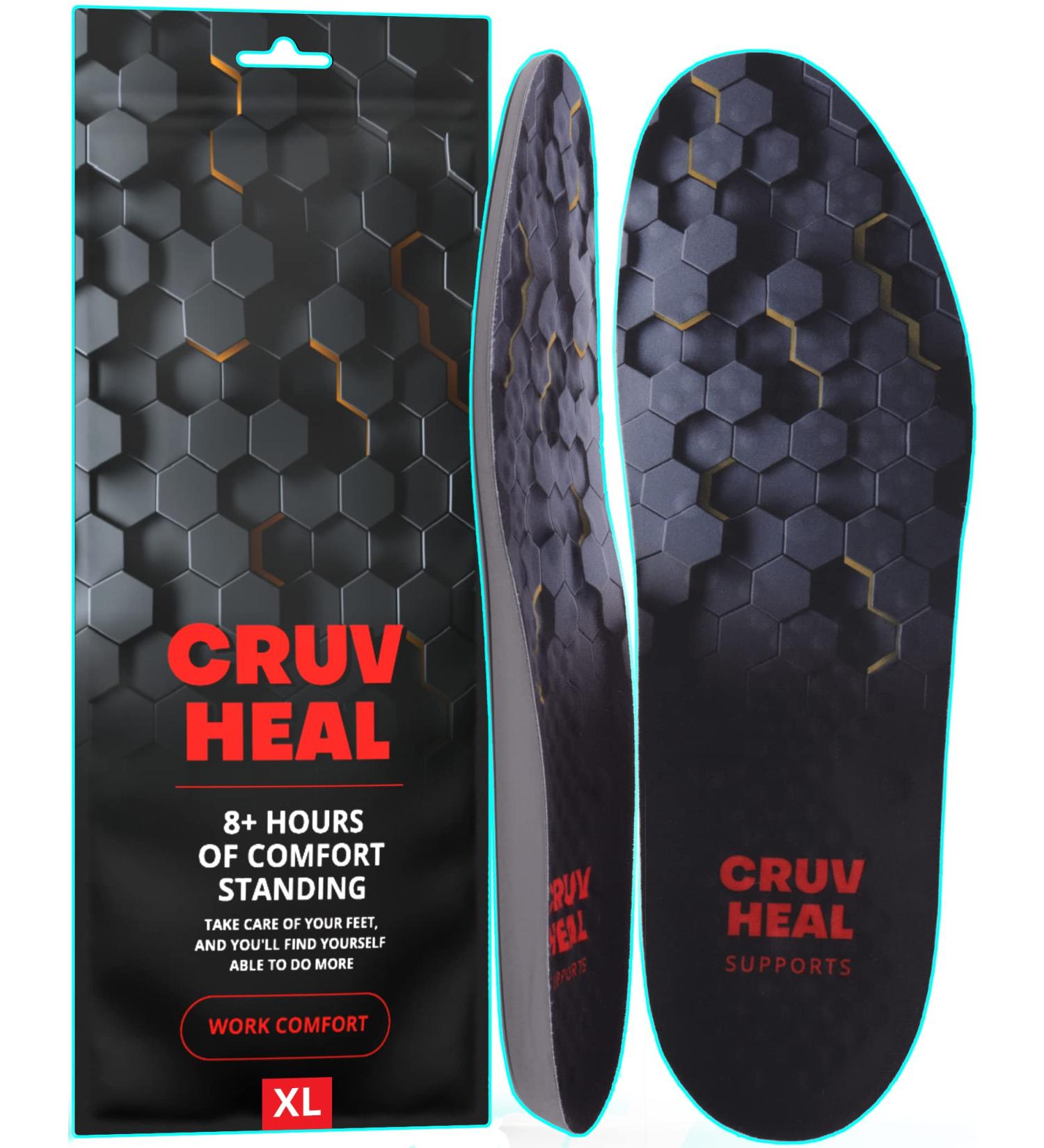 Work Comfort Orthotics Insoles XL - Plantar Fasciitis Relief - Arch Support - Shock Absorption - Foot Pain Relief - Black Hexagons - Buy Online on GoSupps.com