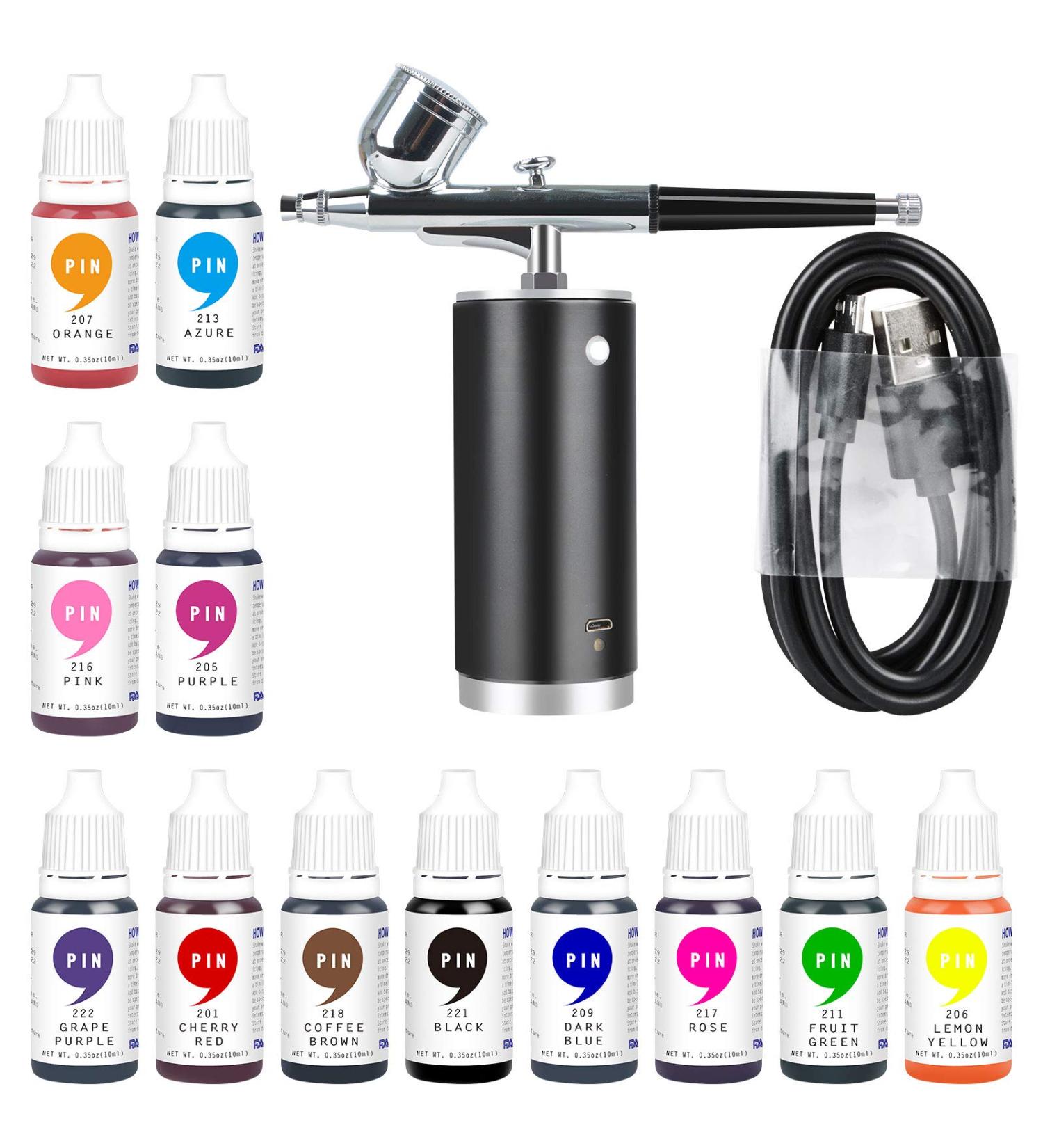 Cordless Airbrush Kit for Makeup, Cake Decoration, Manicure - Portable Handheld Gun for Model Coloring, Tattoo Art - Buy Online on GoSupps.com