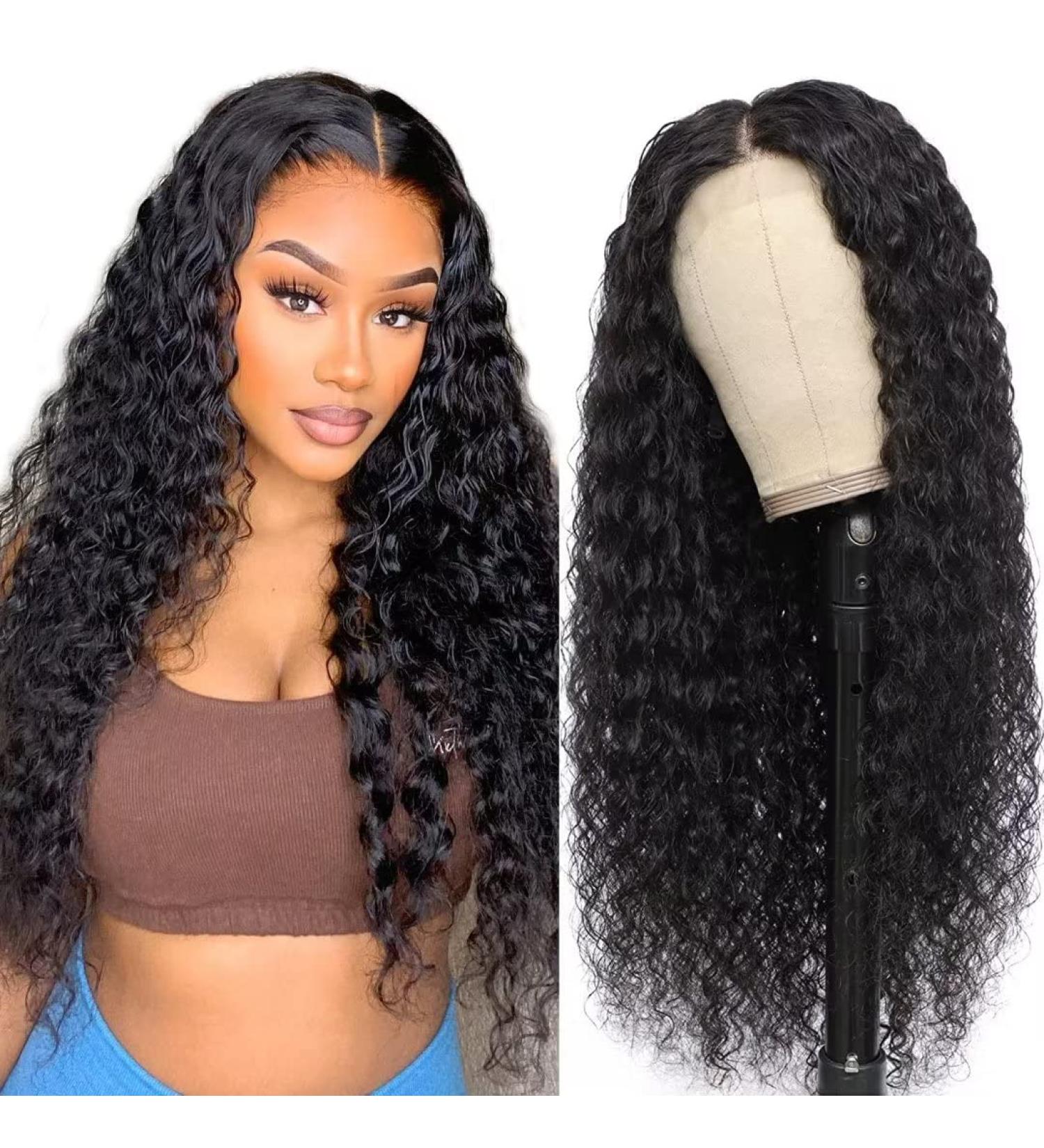 RXY Water Wave 4x4 Closure 180% Density Lace Front Wig Human Hair - Pre Plucked, Glueless, 14 Inch Natural Color for Black Women - Buy Online on GoSupps.com