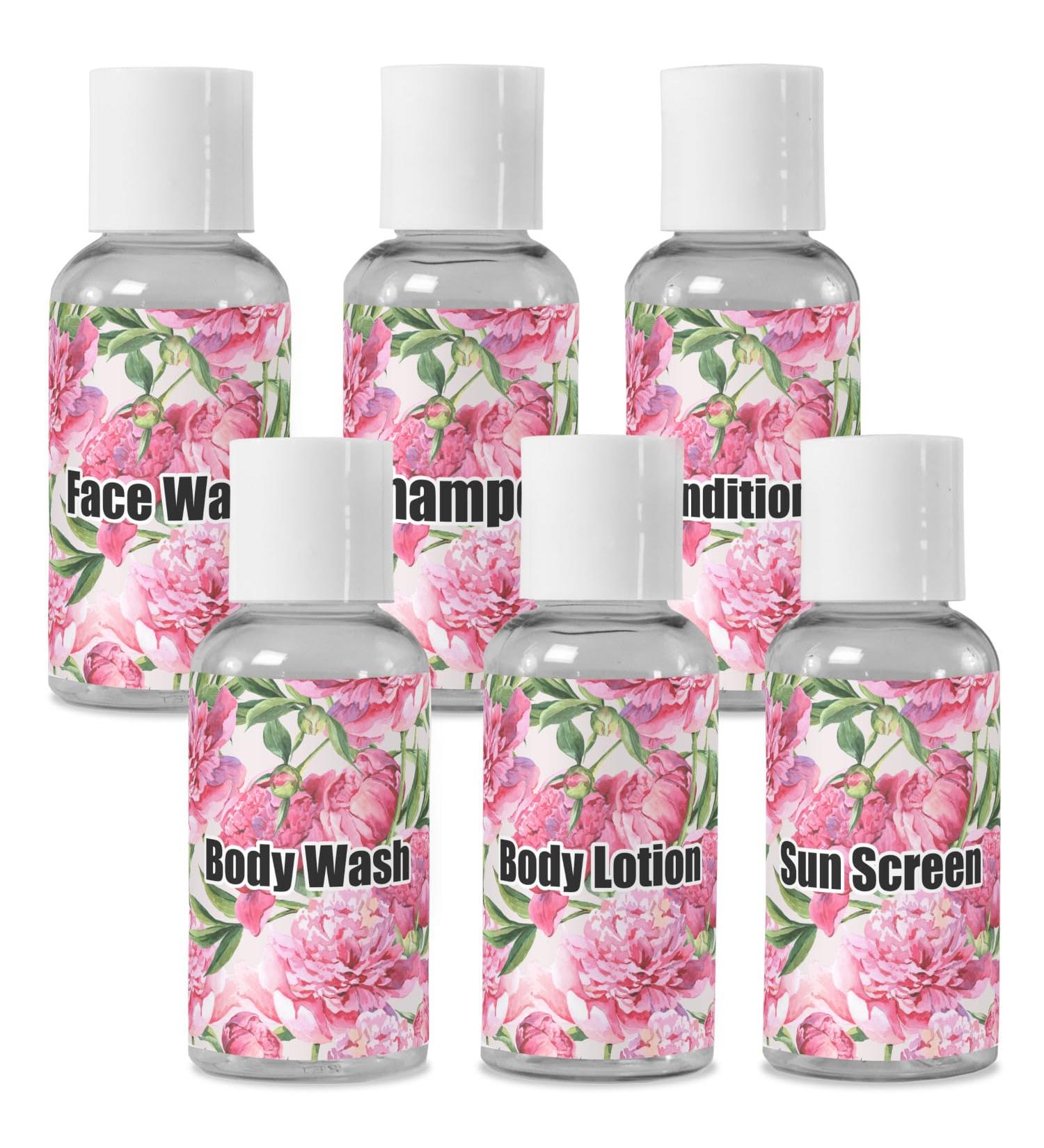 YouCustomizeIt Personalized Watercolor Peonies Travel Bottles