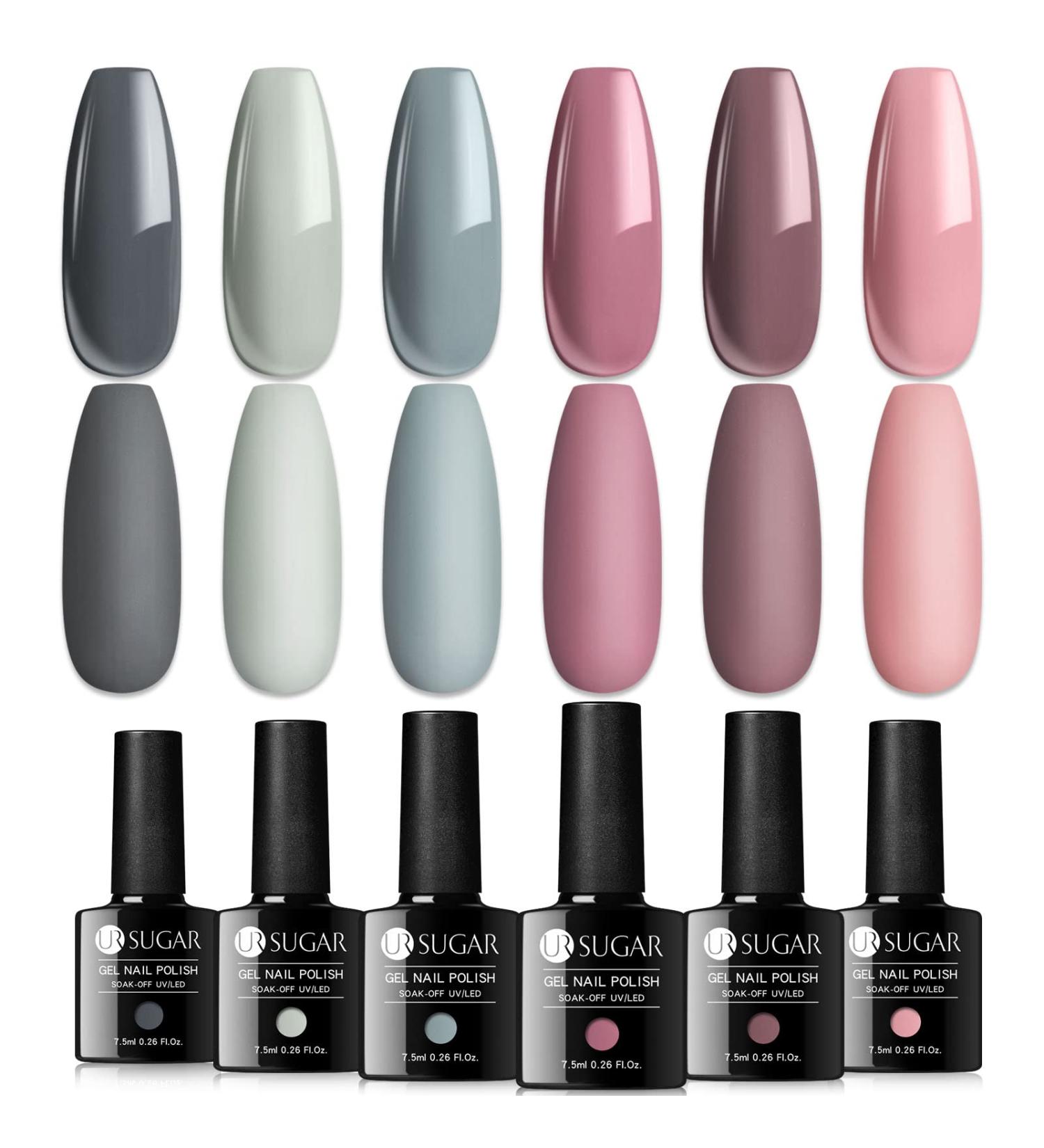 Ur Sugar UV Nail Polish Set - 6 Colors Gel Lacquer for Nude & Gray Nail Designs | Perfect for Weddings & Valentine's Day - Buy Online on GoSupps.com