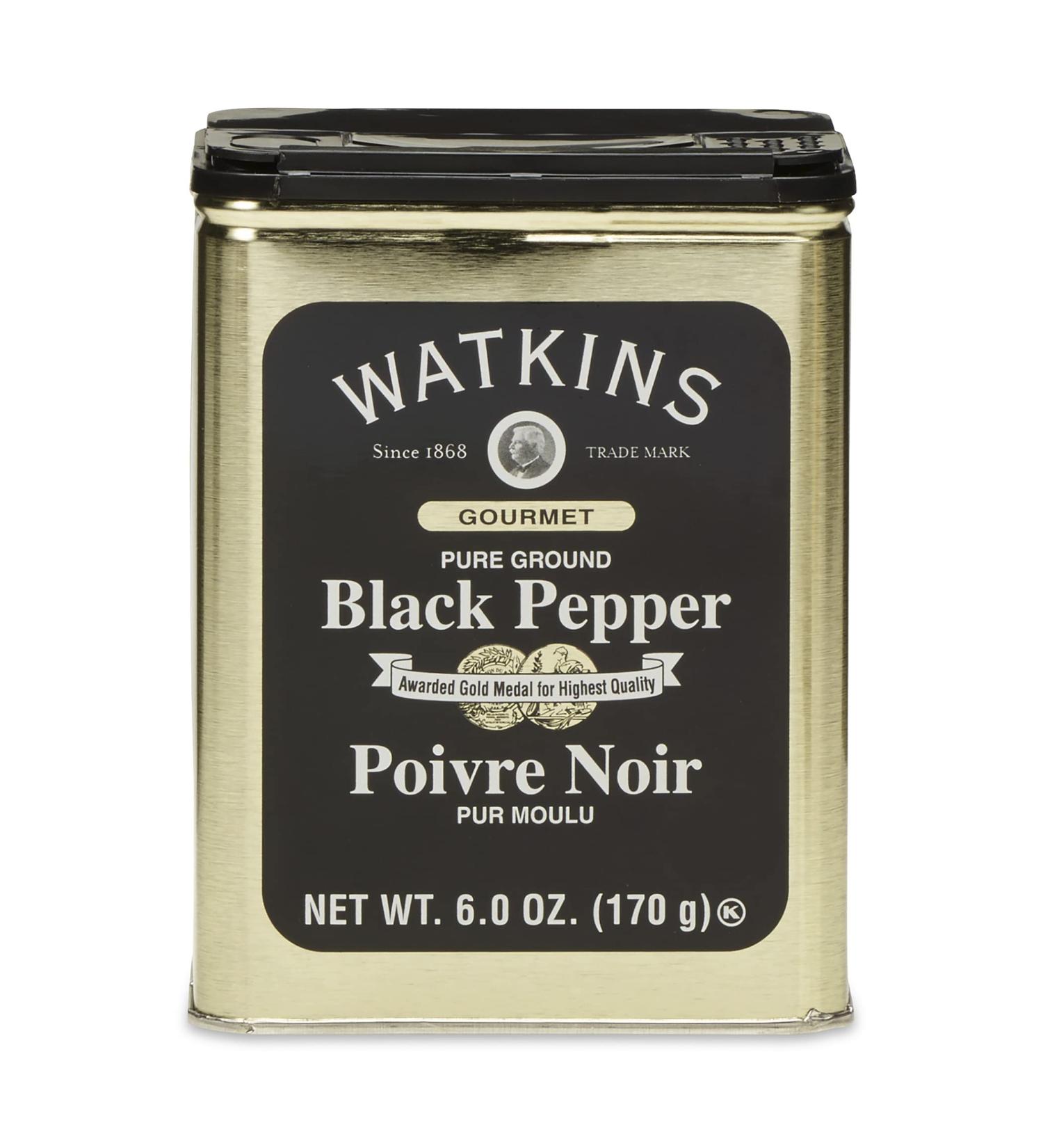 Watkins Gourmet Black Pepper 6 oz. Ground Spice Tin - 1-Pack - Buy Online on GoSupps.com