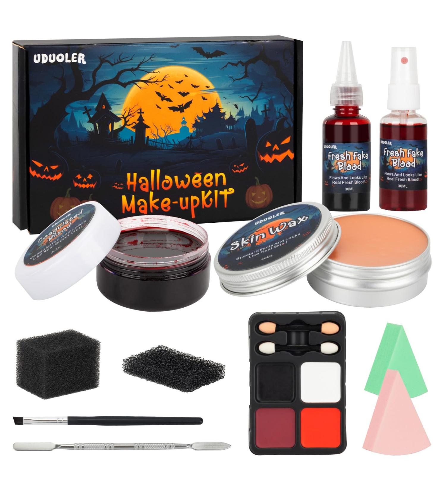 Special Effects SFX Makeup Kit - Bruise Face & Body Palette Scar Wax Fake Blood Spray & Sponges for Halloween Cosplay - Buy Online on GoSupps.com