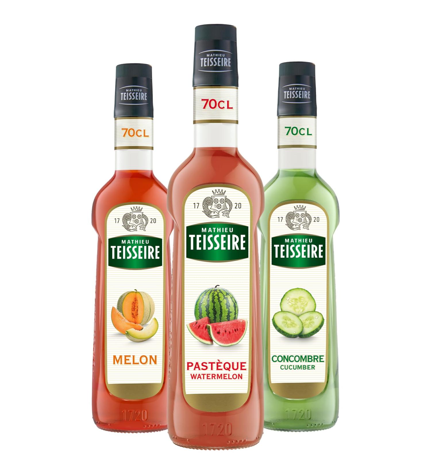 Mathieu Teisseire - Fruits du soleil assortment: Melon syrup watermelon syrup cucumber syrup for refreshing drinks 3x70cl - Buy Online on GoSupps.com