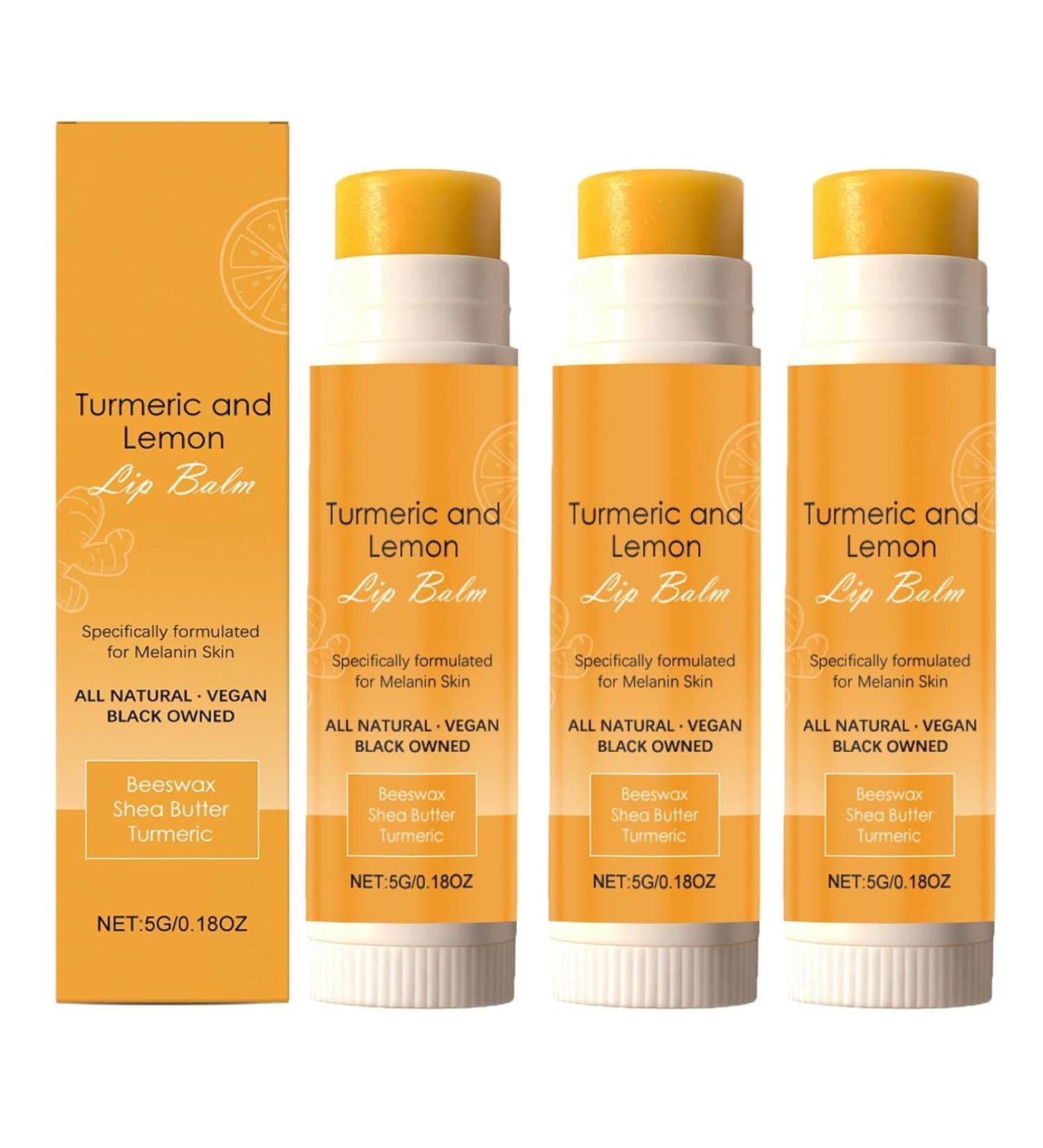 3 Pack Turmeric and Lemon Lip Balm Lemon and Turmeric Lip Scrub for Dark Lips Lip Exfoliator Scrub for Smokers Reduce Fine Lines Lip Treatment Help Fade for Lip Softening & Hydration - Buy Online on GoSupps.com