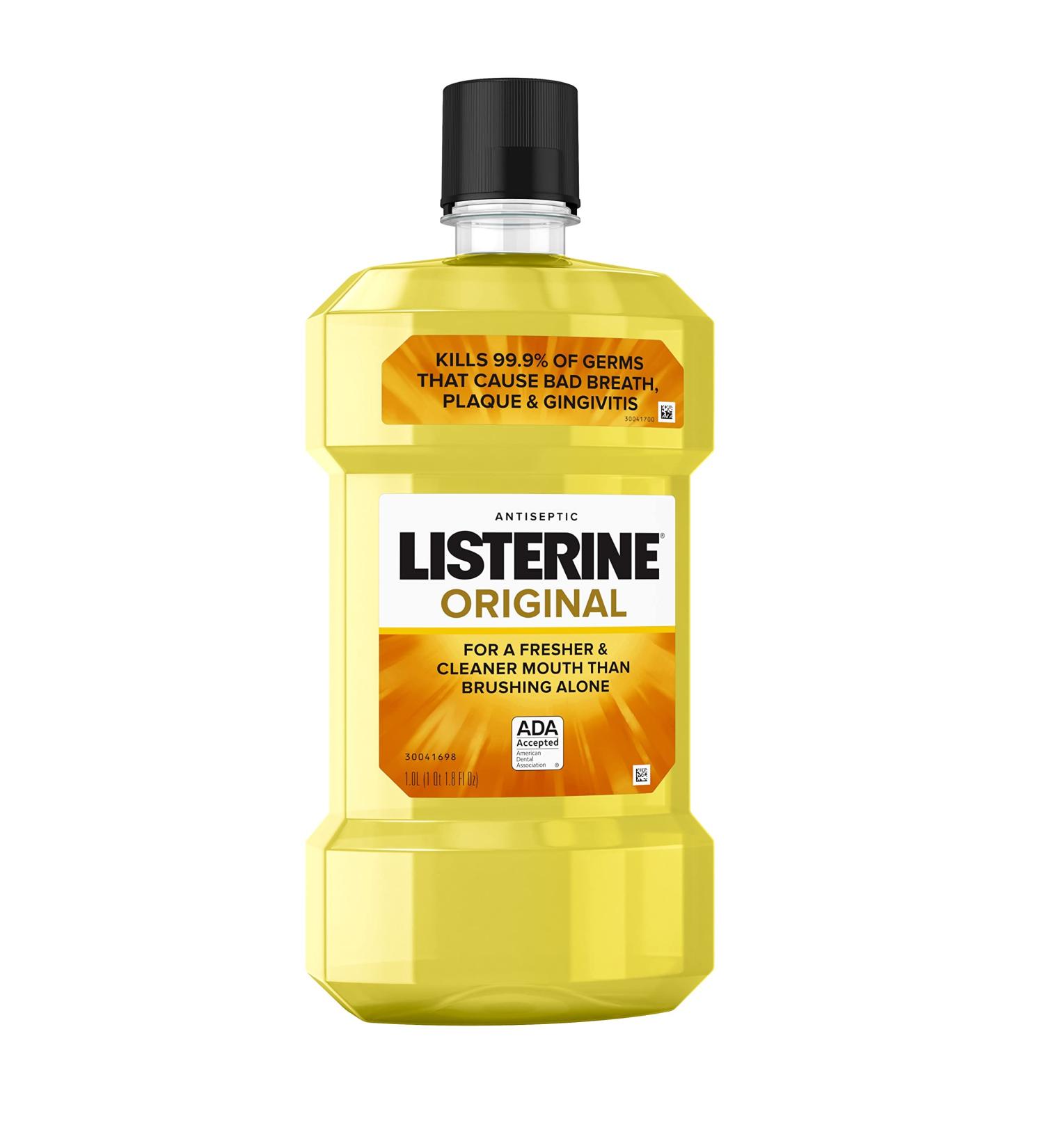 Listerine Original Antiseptic Mouthwash 1L - Kills 99% of Germs for Fresh Breath & Healthy Gums | ADA Accepted Original Flavor - Buy Online on GoSupps.com