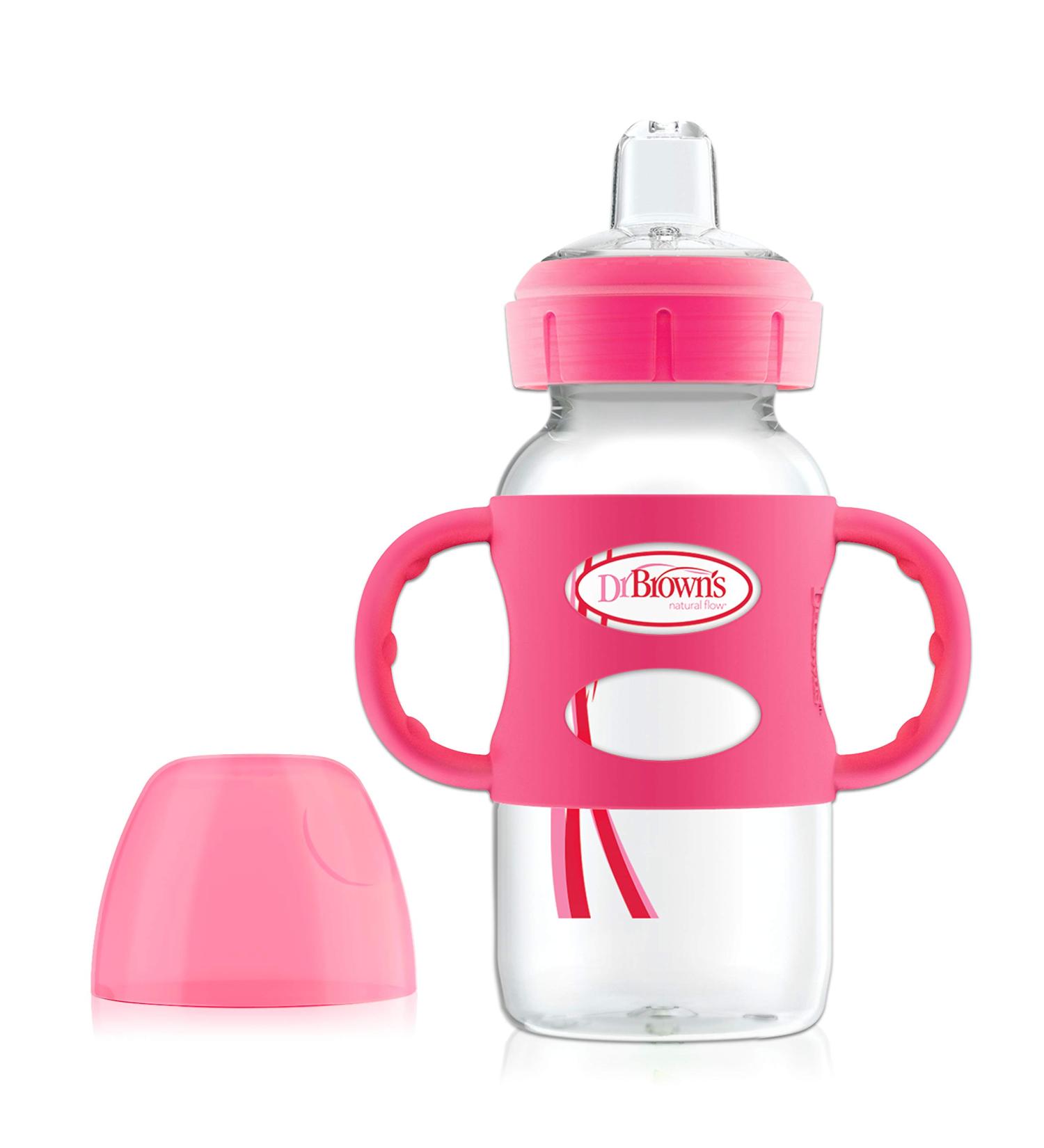 Dr. Brown's Wide-Neck Sippy Bottle 6M+ Pink 9 oz (270 ml) - Buy Online on GoSupps.com