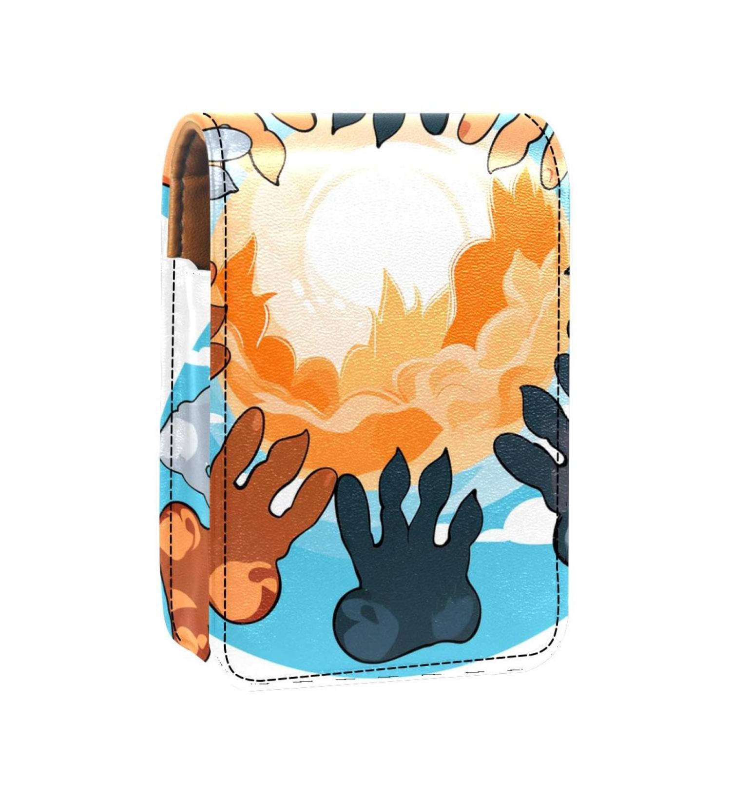 Travel Lipstick Organizer Case | Portable Makeup Bag with Mirror | Colorful Cat Paw Design - Buy Online on GoSupps.com