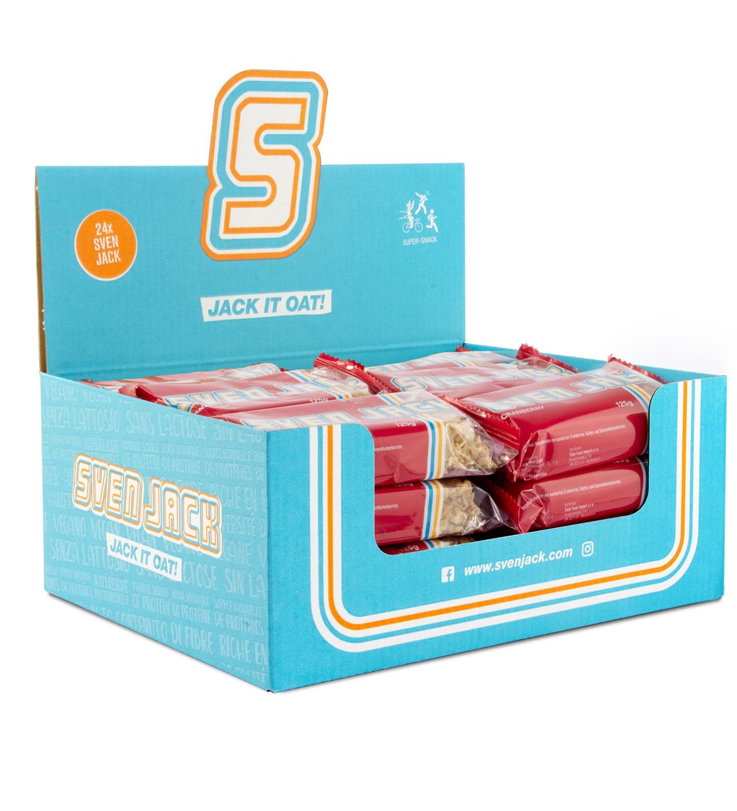 Sven Jack Energy Cake Cranberry 24x125g - Healthy Oatmeal Bar with Long-Chain Carbs & Low Sugar - Original Fitness Flapjack Snack - Buy Online on GoSupps.com