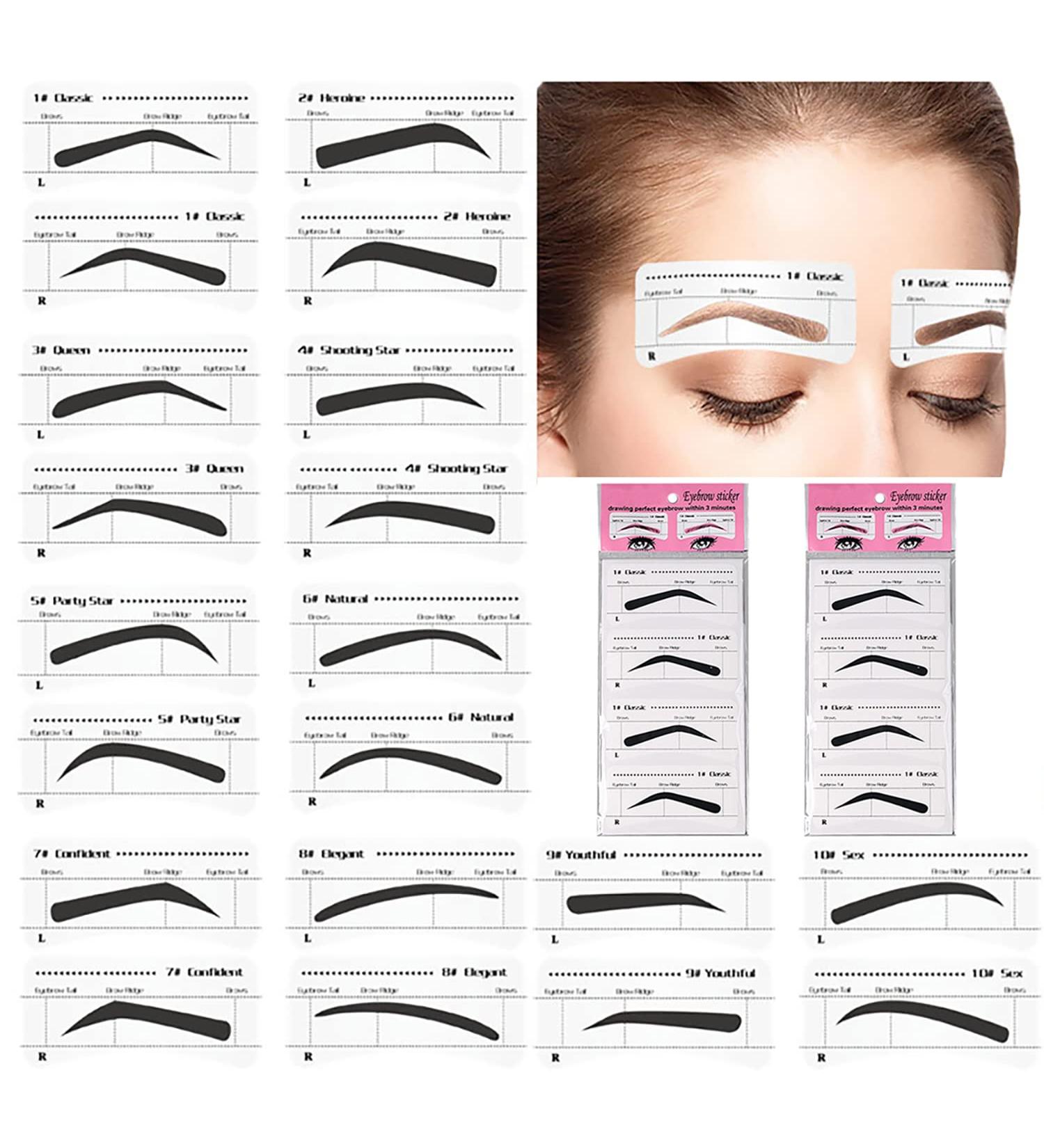SONGJIE Eyeliner Stencil Sticker Set - 20 Pairs Beginner Eyebrow Makeup Stencils - Various Shapes for Quick & Easy Eye Makeup - Reusable & Convenient - Buy Online on GoSupps.com