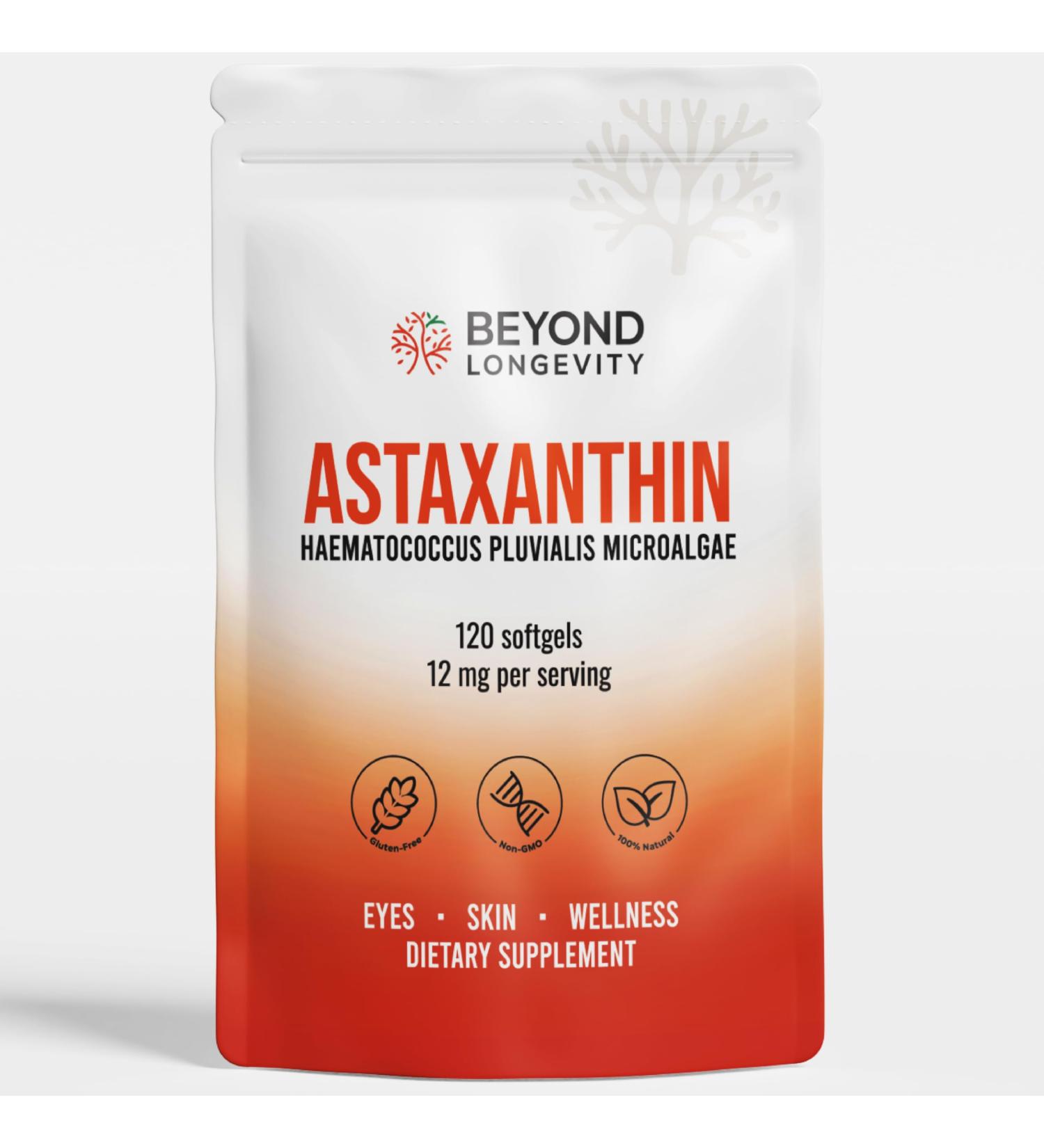Astaxanthin 12mg Supplement - 120 Softgels Fresh Microalgae Source Non-GMO & Gluten-Free Antioxidant Eye Skin and Wellness Support Unflavored 120 Count (Pack of 1) - Buy Online on GoSupps.com