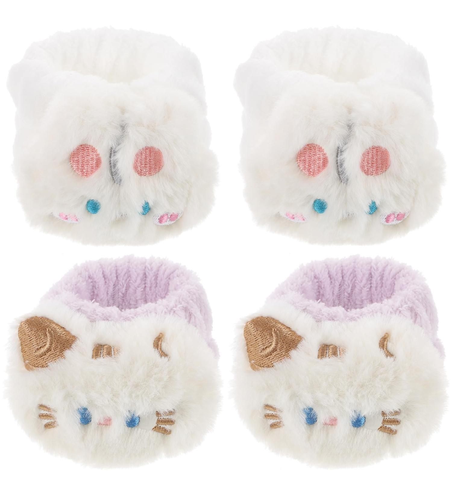 Lot de 4 Bracelets Lavables en Tissu Polaire Doux et Absorbant Taille Unique Blanc Motifs Chat et Lapin Bande de Lavage du Visage Anti-humidit pour Soins Peau et Spa Adapt s - Buy Online on GoSupps.com