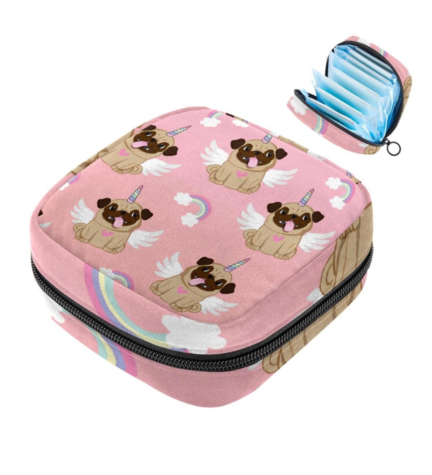 Portable Women's Binding Bags - Menstrual Cup & Tampon Pouches for Teens | Cute Pug & Rainbow Designs - Buy Online on GoSupps.com