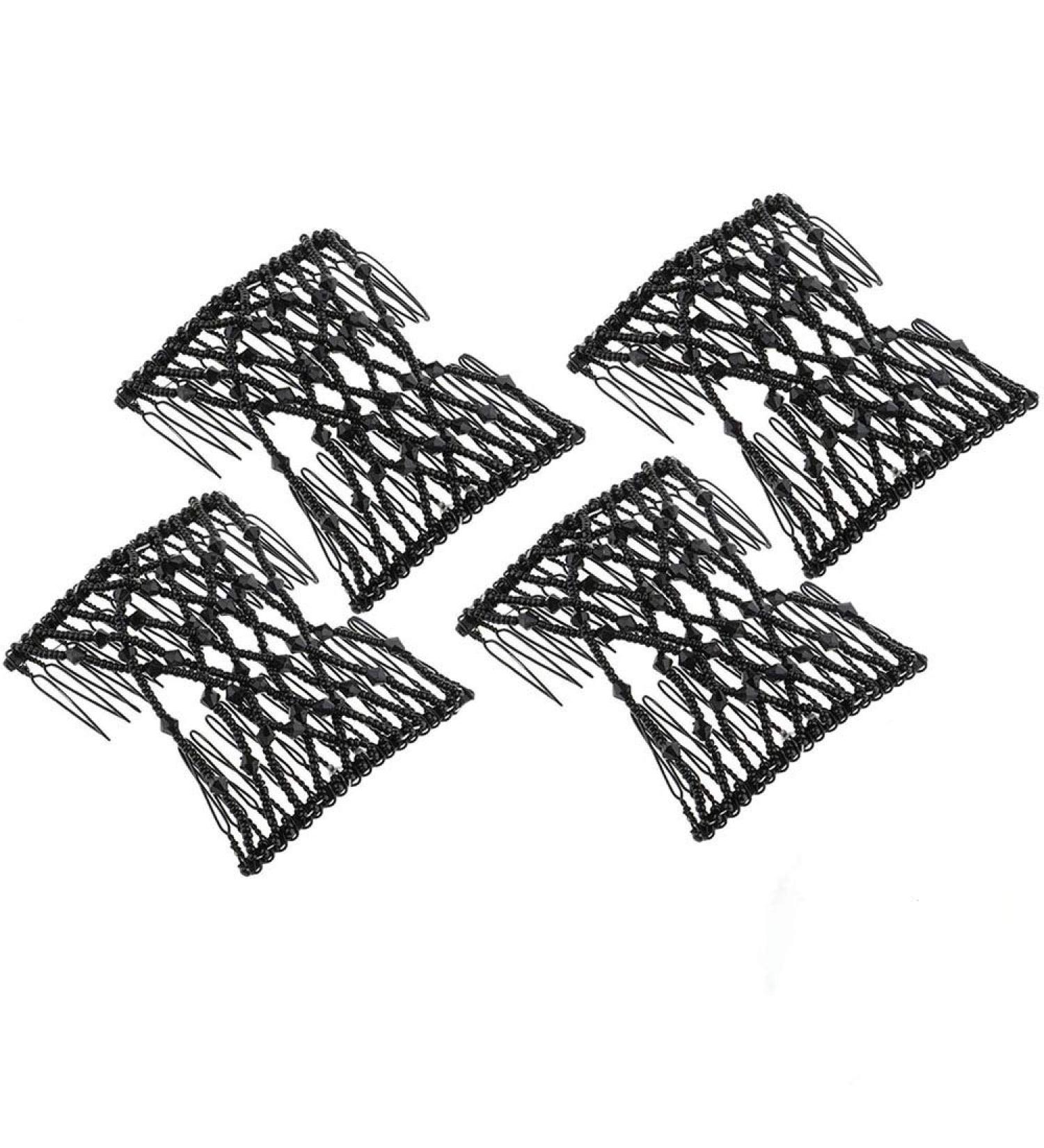 HUOHUOHUO Hair Comb Metal Hair Slides Stretchable Combs for Women 4 Pieces Black - Buy Online on GoSupps.com
