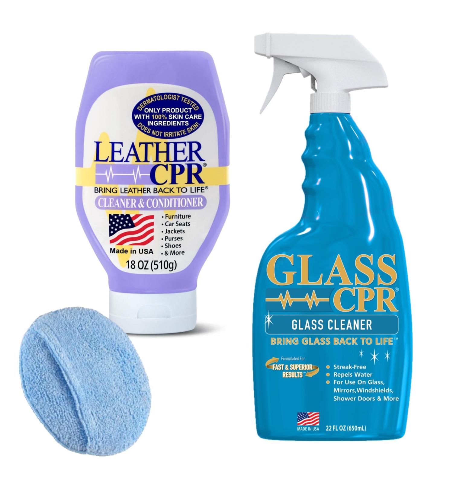 Leather CPR Cleaner & Conditioner 18oz + Glass CPR Cleaner 22oz | Clean & Condition Leather & Glass | 2-in-1 Solution for Furniture Car Seats Saddles & Apparel - Buy Online on GoSupps.com