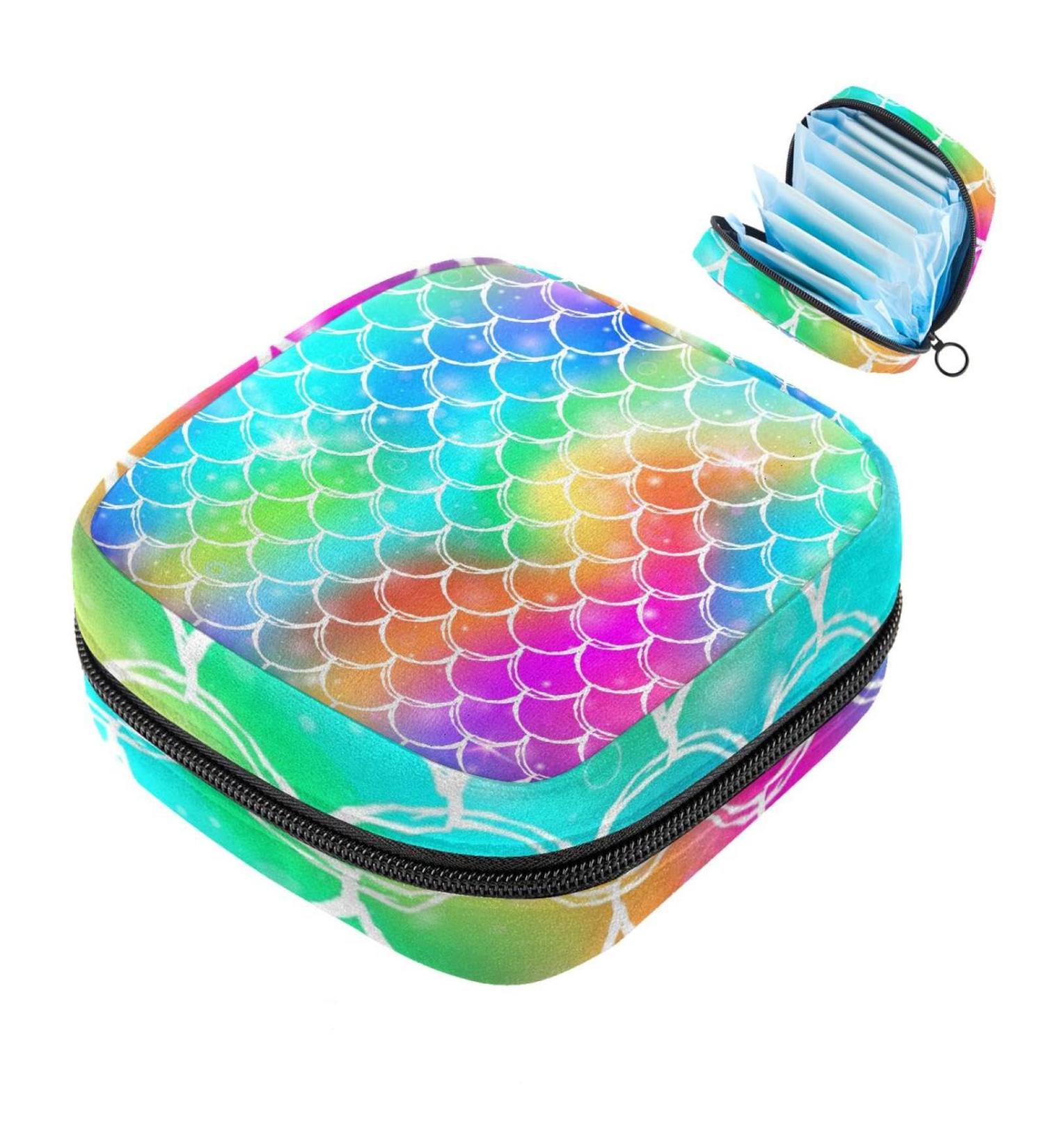 Muoooum Orange Stripes Women's Menstrual Pad & Cup Storage Bag | Portable Zipper Pocket for Teen Girls & Women - Color 5 4.7x6.6 - Buy Online on GoSupps.com