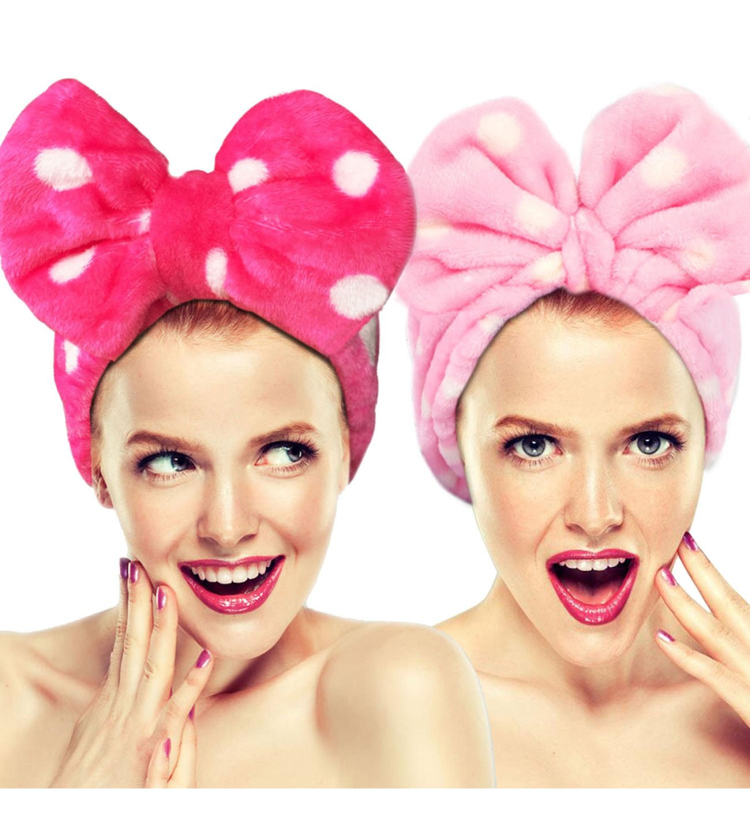 Hairizone Cosmetics Big Bowknot Headbands for Washing Face & Spa - Soft Pink Hair Bands for Women & Girls - Buy Online on GoSupps.com