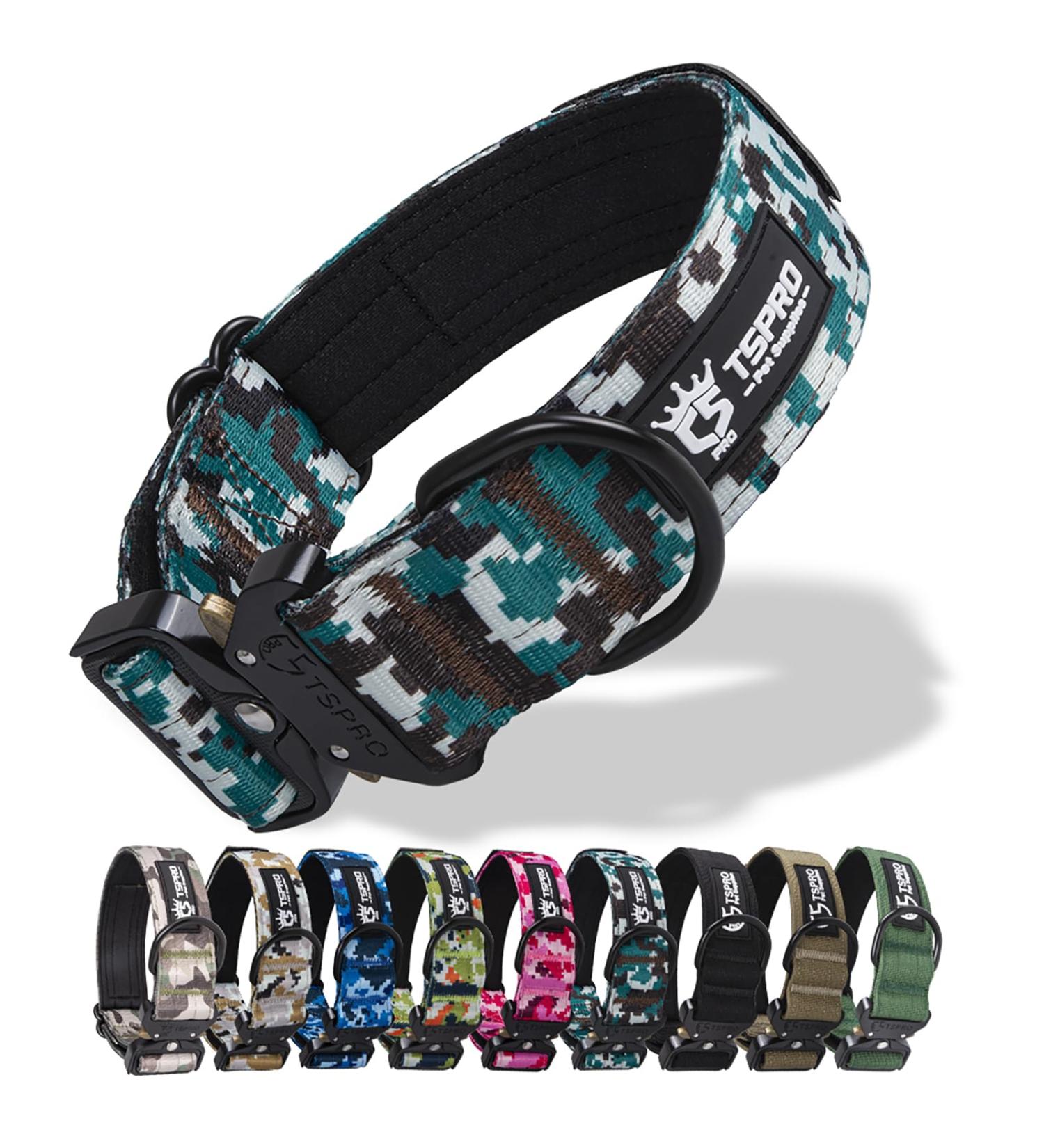 Buy Tspro Premium Camo Dog Collar - Adjustable Thick Quick Lock Metal Buckle for Small Medium & Large Dogs | Camo Cyan-L - Buy Online on GoSupps.com