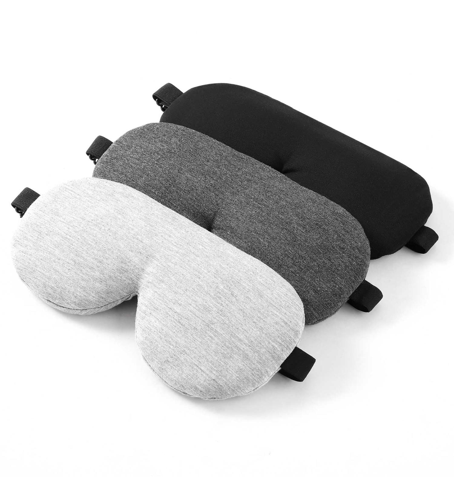 3 Pack Organic Cotton & Bamboo Sleep Eye Masks by Alaska Bear - No Pressure Contoured Design - Black, Grey, Silver - Buy Online on GoSupps.com