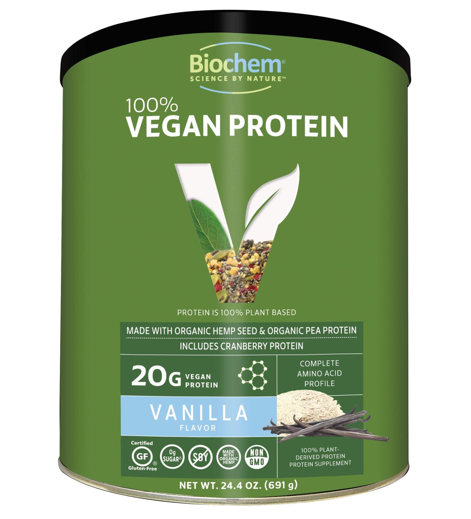 Biochem 100% Organic Plant Protein Vanilla Flavor 24.4 oz - 1.52 lb (Pack of 1) - Buy Online on GoSupps.com