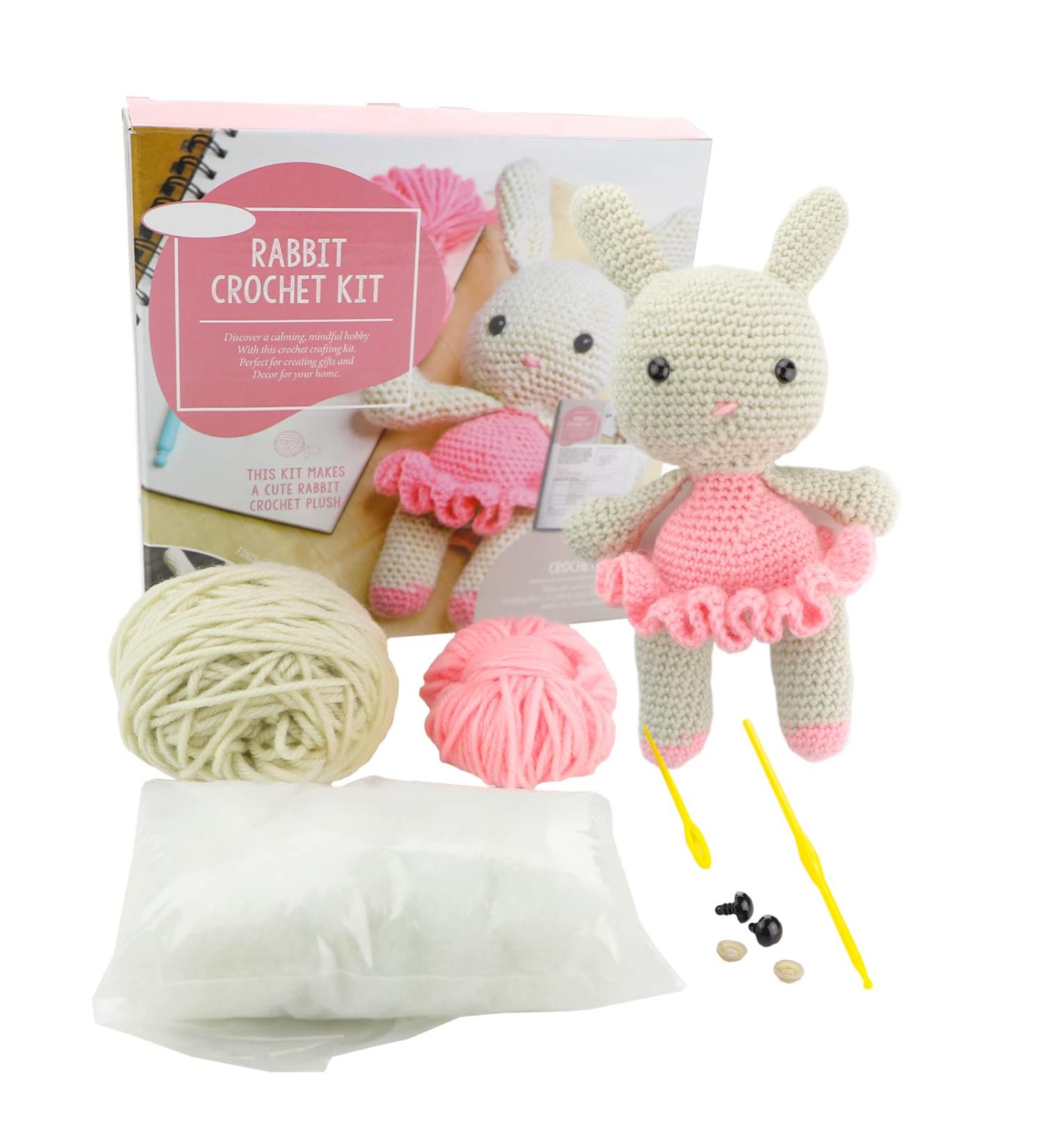 Vidabita Beginner Crochet Kit - Rabbit Amigurumi DIY Knitting Set for Adults - Includes Yarn, Hook, Needles and Fibre (10.6 in) - Buy Online on GoSupps.com