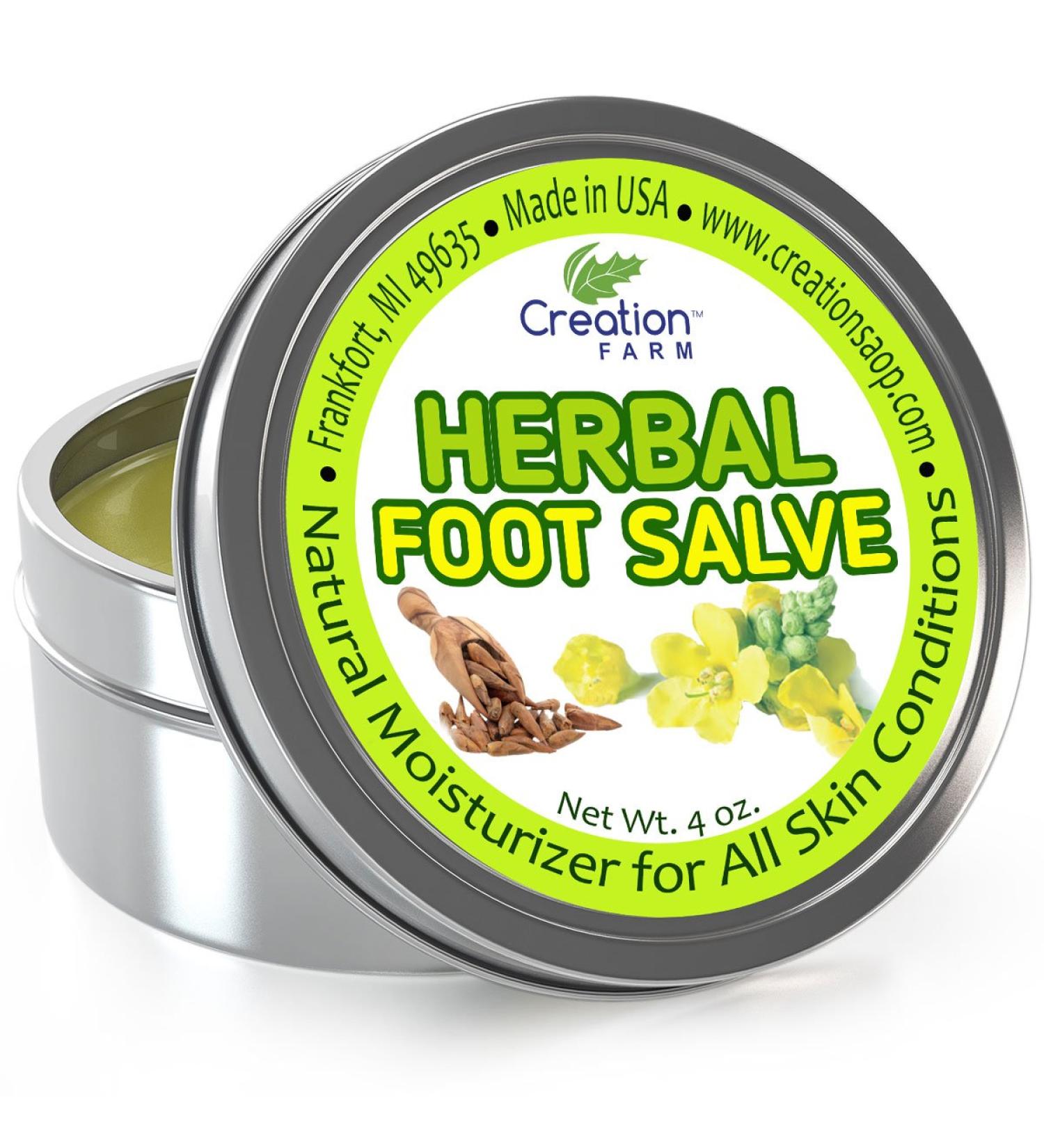 Foot Salve - 4 Oz Herbal Foot Balm with Peppermint & Tea Tree | Mejor Cuidado de Los Pies | Creation Farm | International Shipping - Buy Online on GoSupps.com